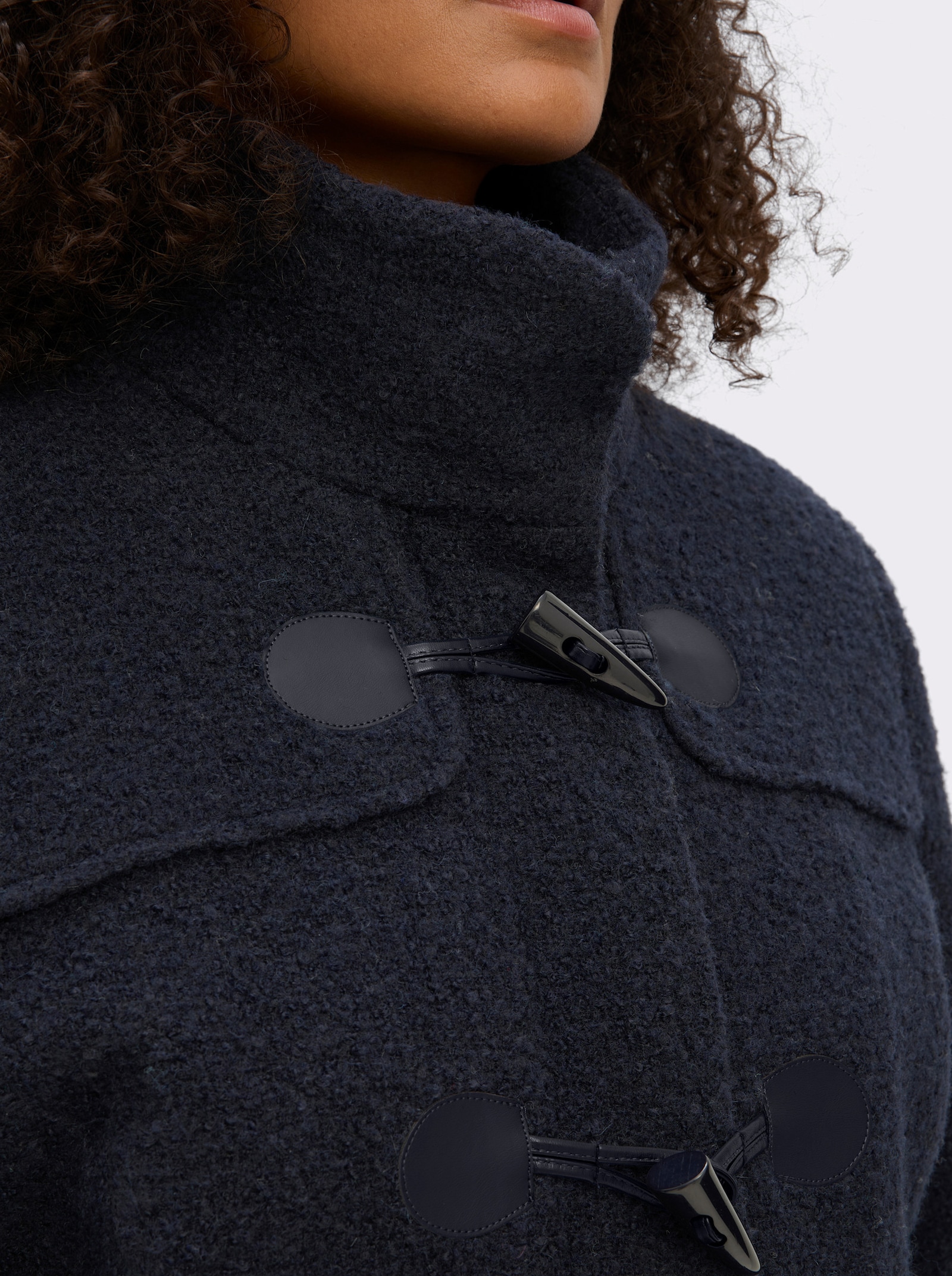 sheego Kurzmantel aus Bouclé - tiefblau