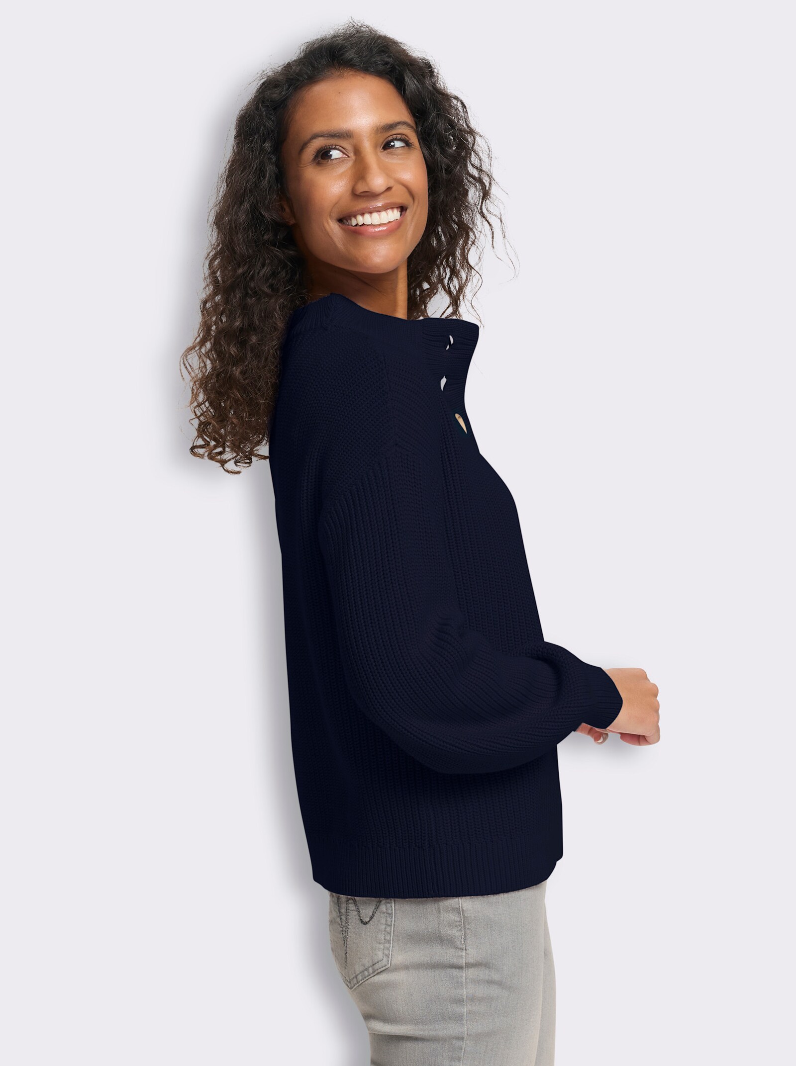 heine Pullover im Rippenstrick - marine