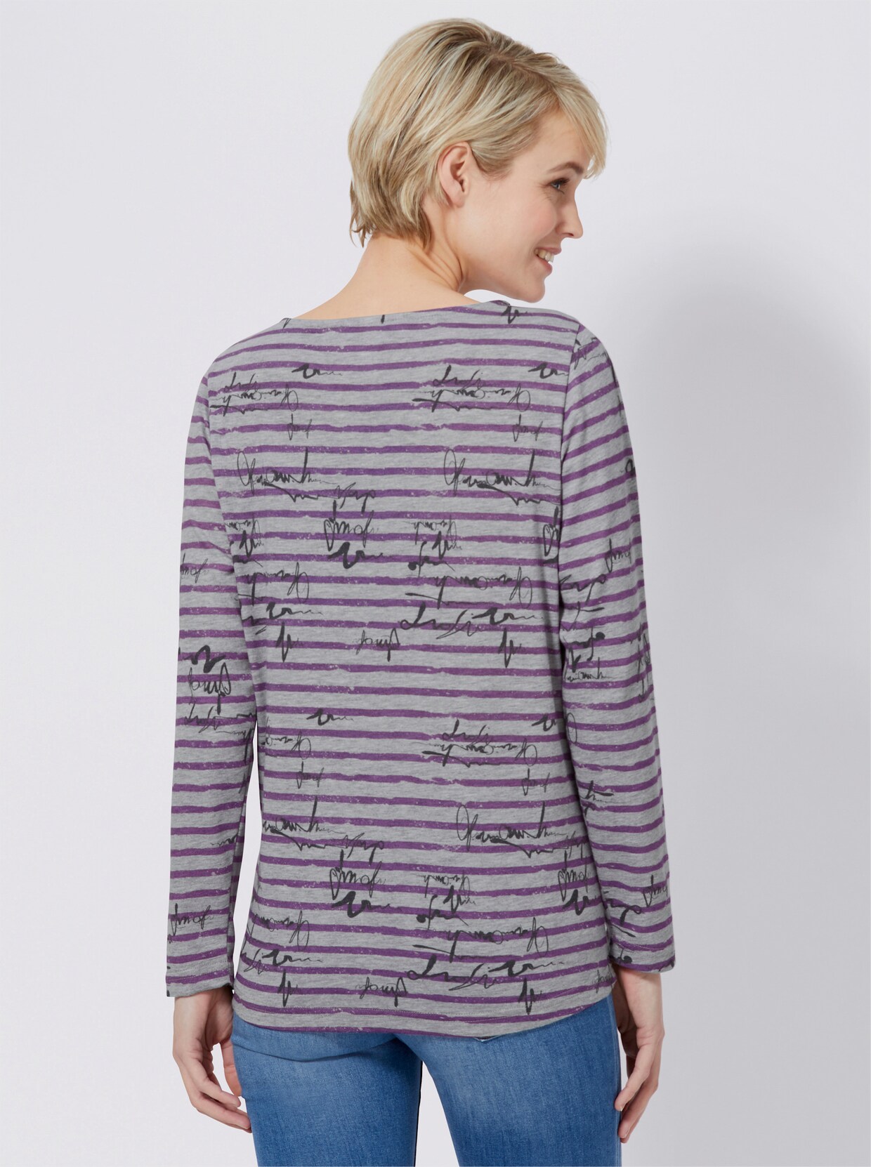 Gestreept shirt - grijs/violet gestreept