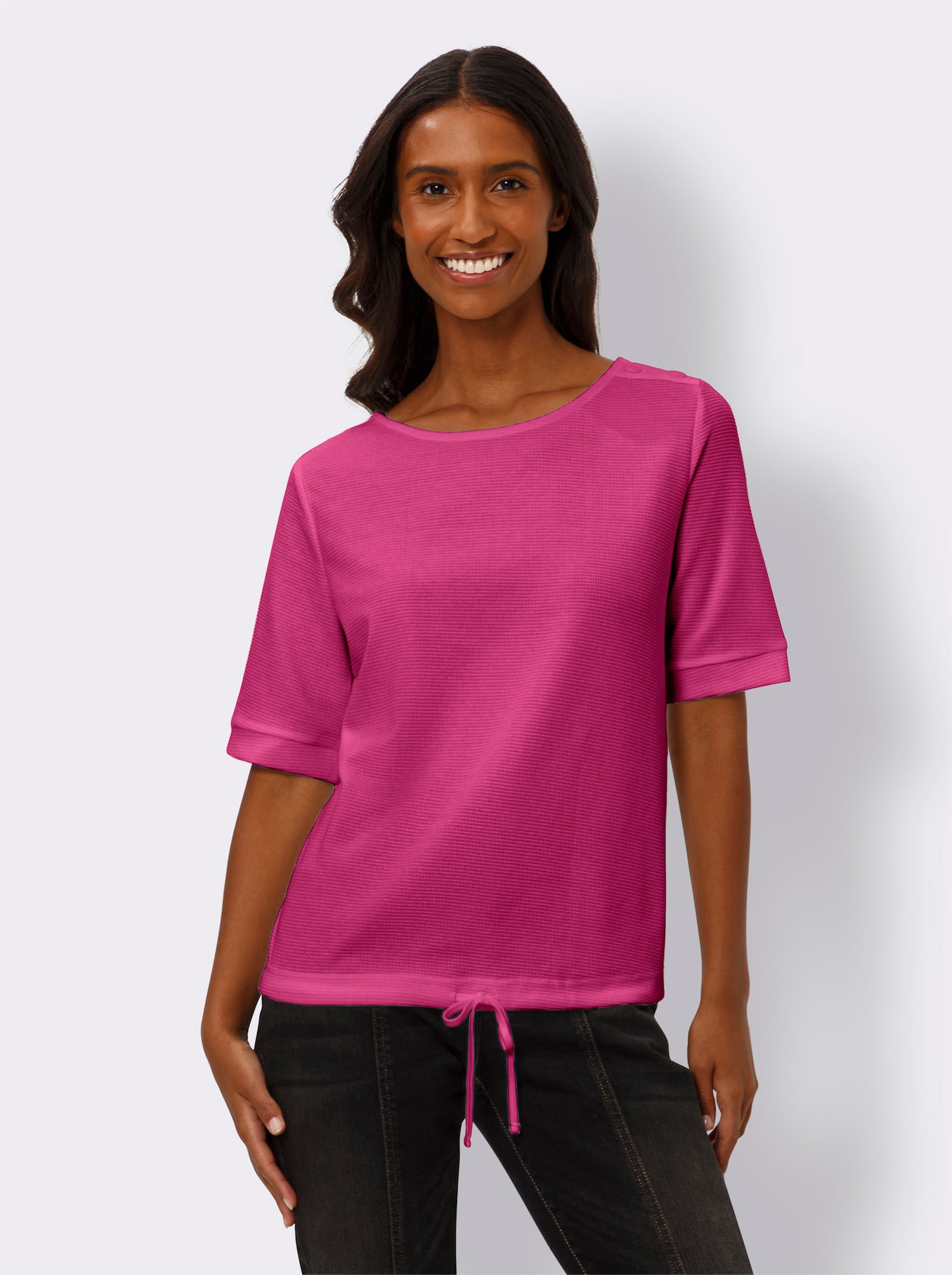 heine Kurzarmshirt aus Strukturware - fuchsia