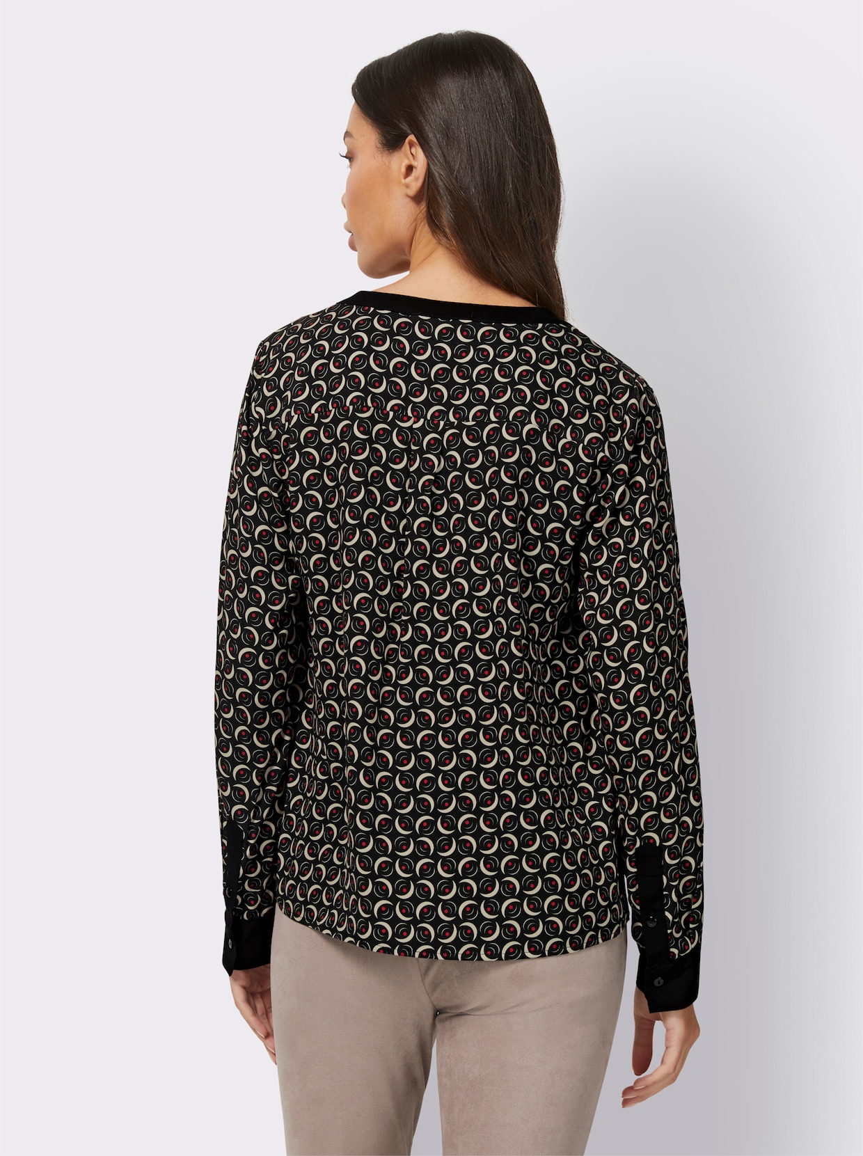 heine Blouse - zwart/rood gedessineerd