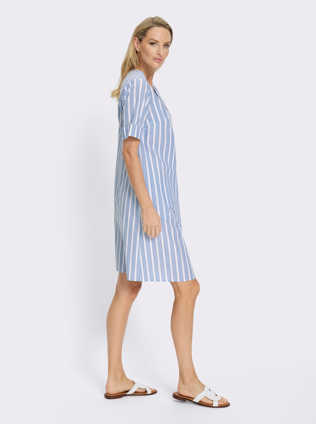 heine Druckkleid - eisblau-jeansblau-gestreift