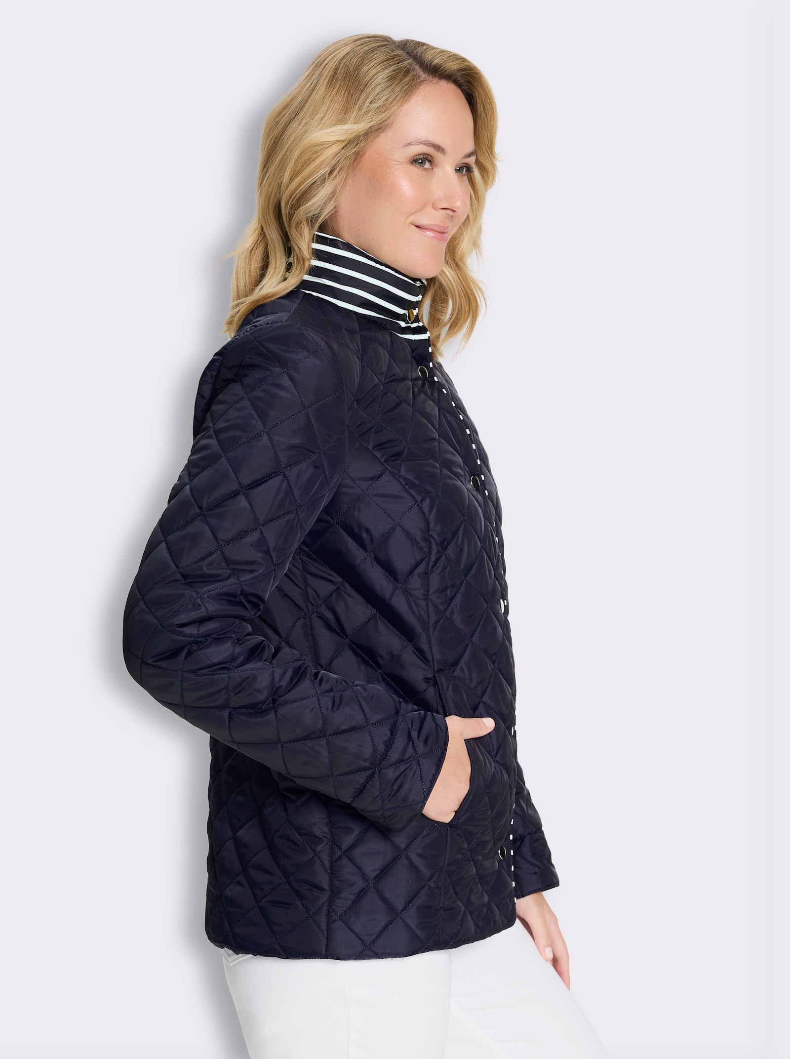 Steppjacke mit Streifen-Details - marine