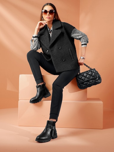 heine Weste mit Reverskragen - schwarz