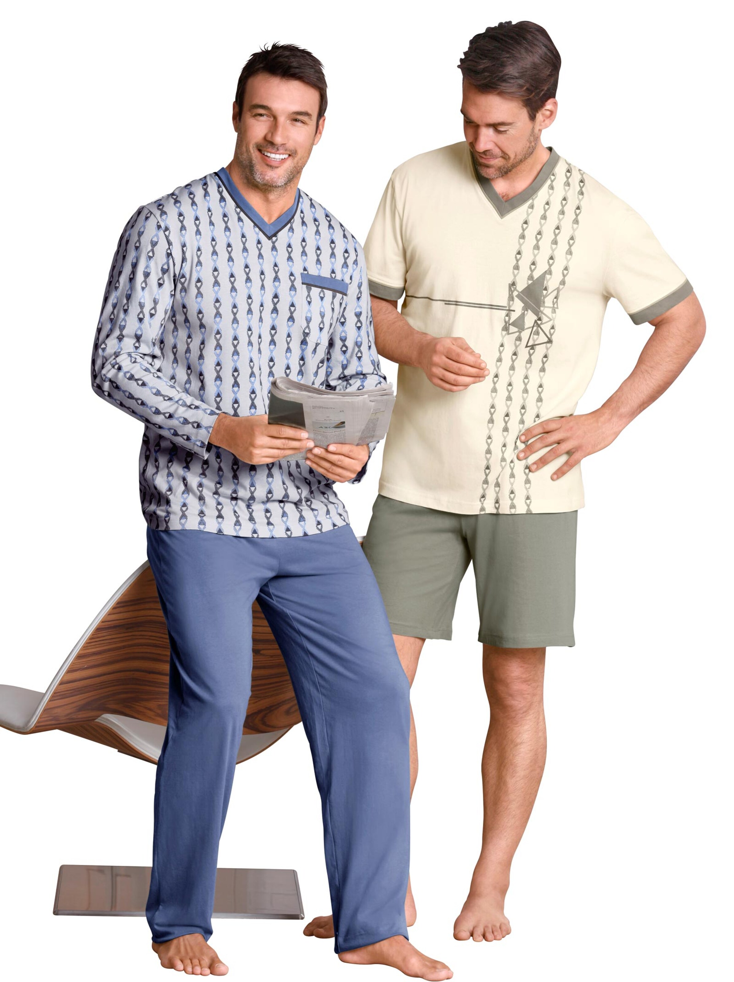 Schlafanzug - hellgrau-blau