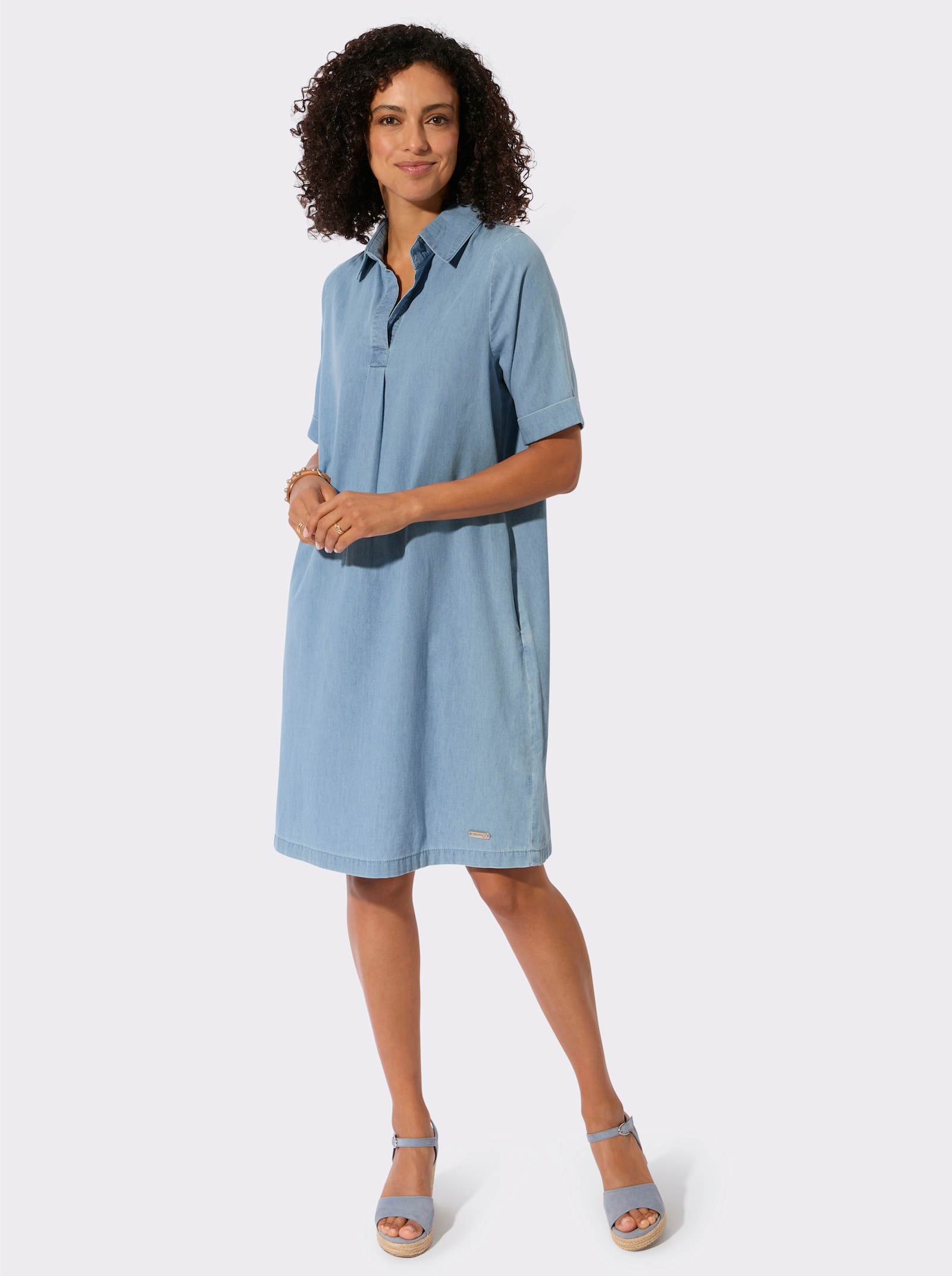 Jeanskleid in A-Form - blue-bleached