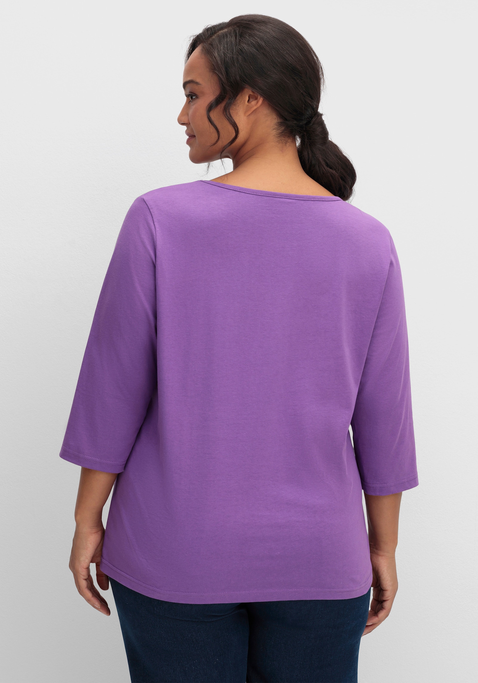 3/4-Arm-Shirt mit V-Ausschnitt - lila