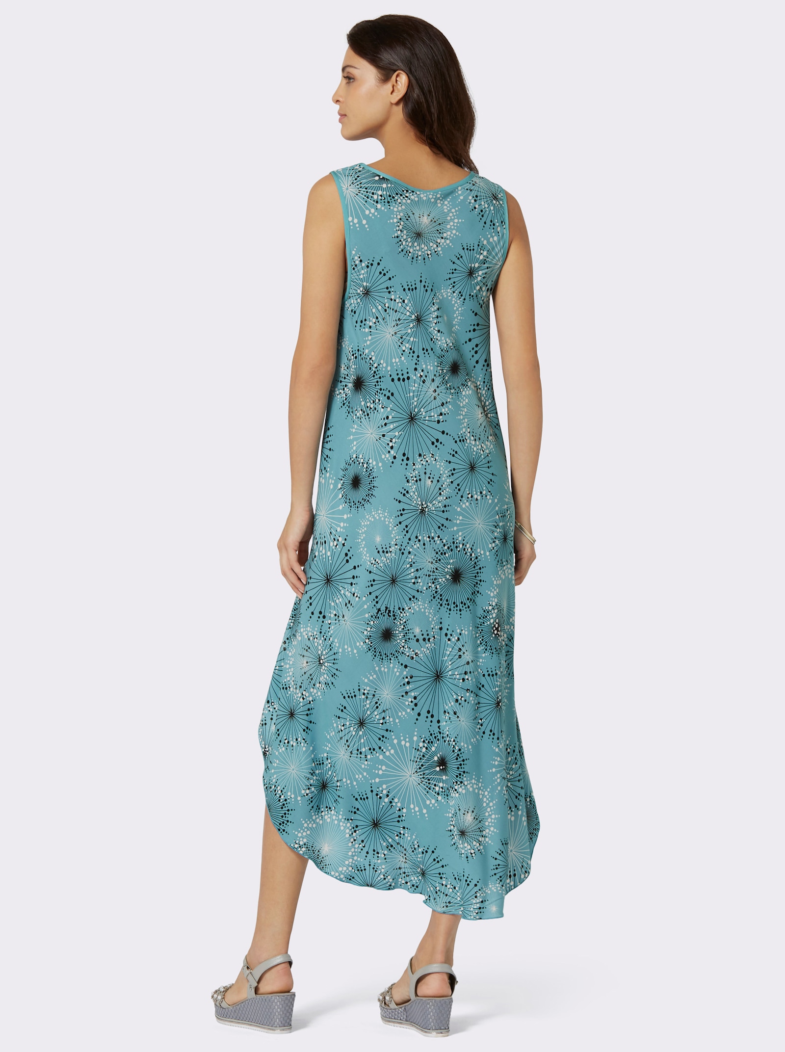 Robe flatteuse à motif floral - bleu océan-graphite-imprimé