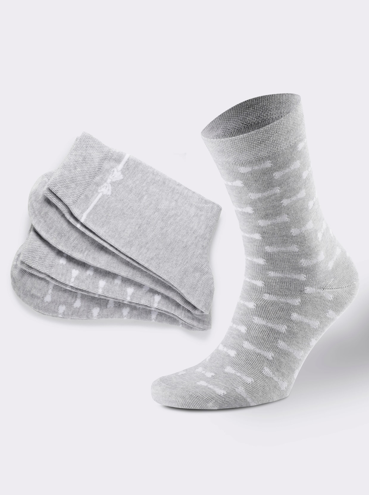 wäschepur Dámske ponožky - Svetlosivá-melírovaná-biela
