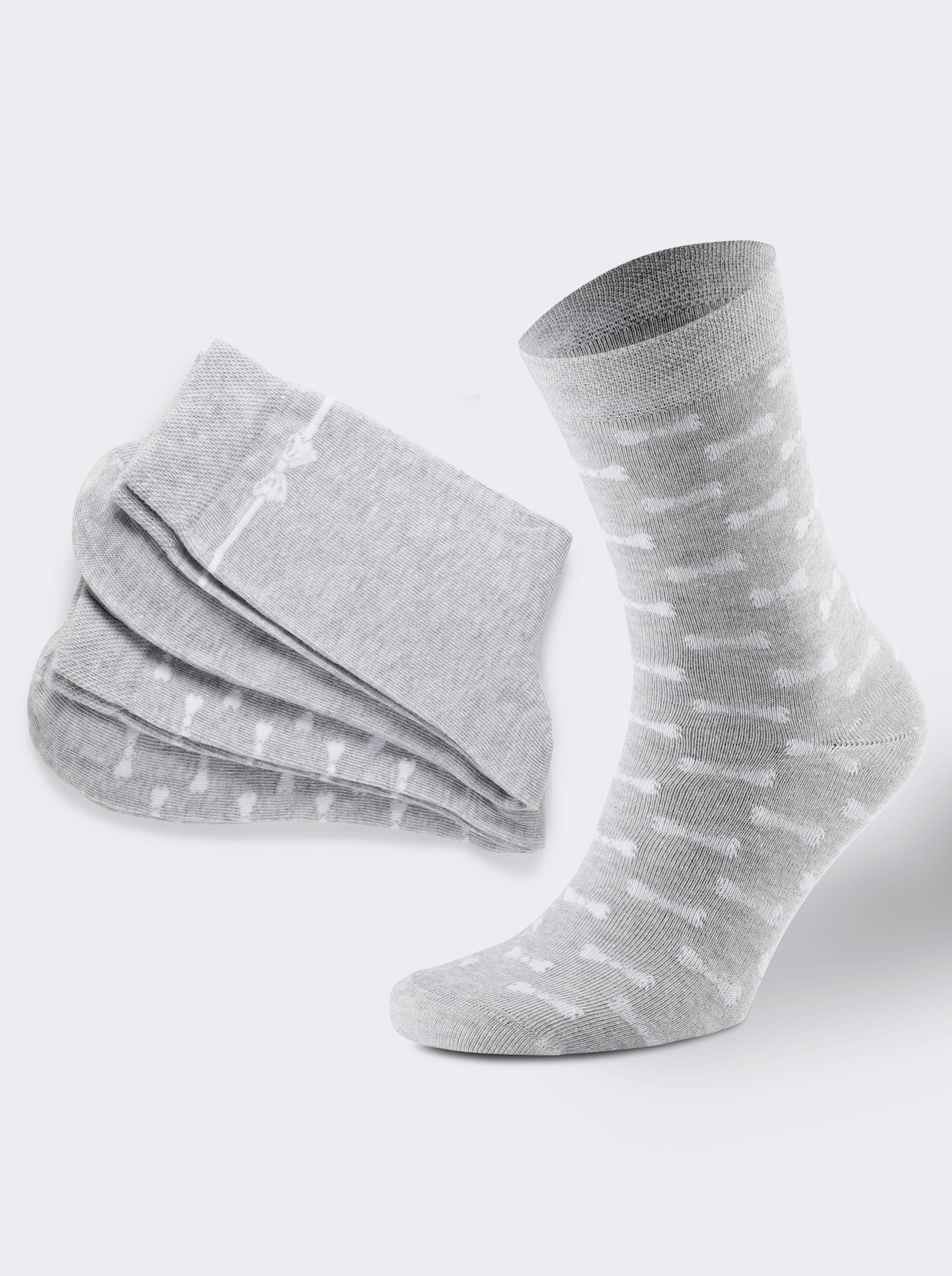 wäschepur Damen-Socken - hellgrau-meliert-weiss