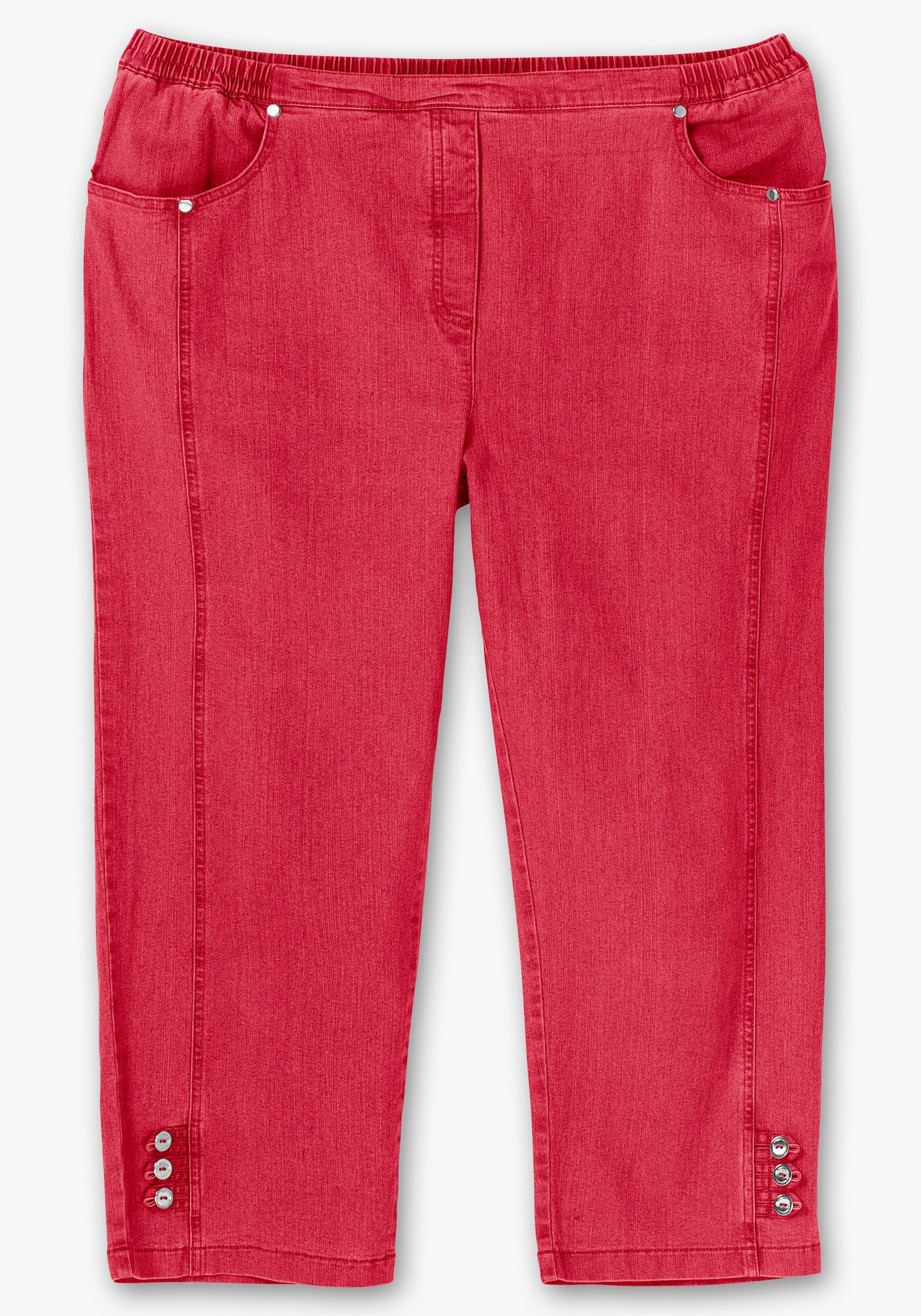 7/8-Jeans mit Zierriegel am Abschluss - rot
