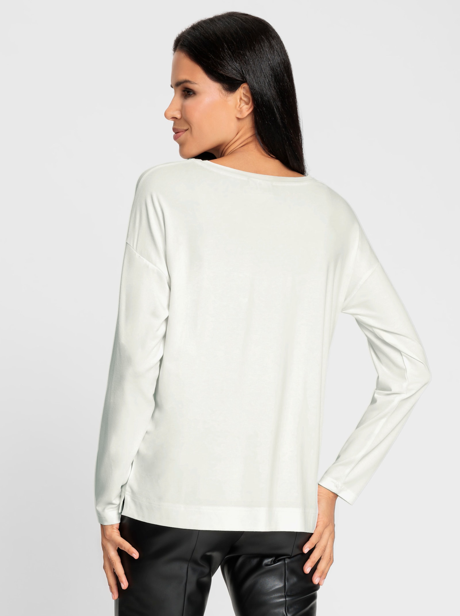 heine Langarmshirt mit kleinen Seitenschlitzen - ecru