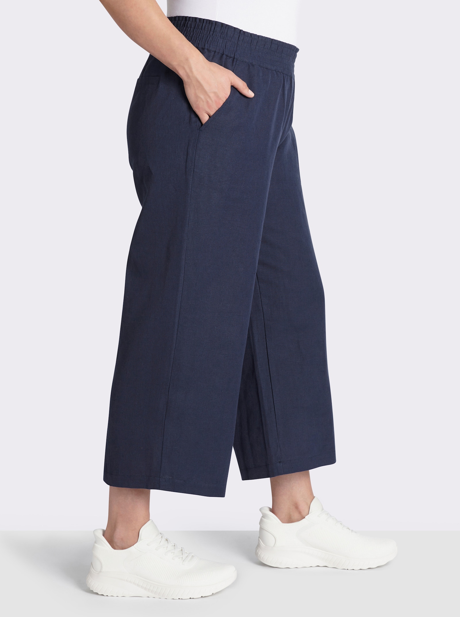 Culotte mit Leinen-Anteil - marine