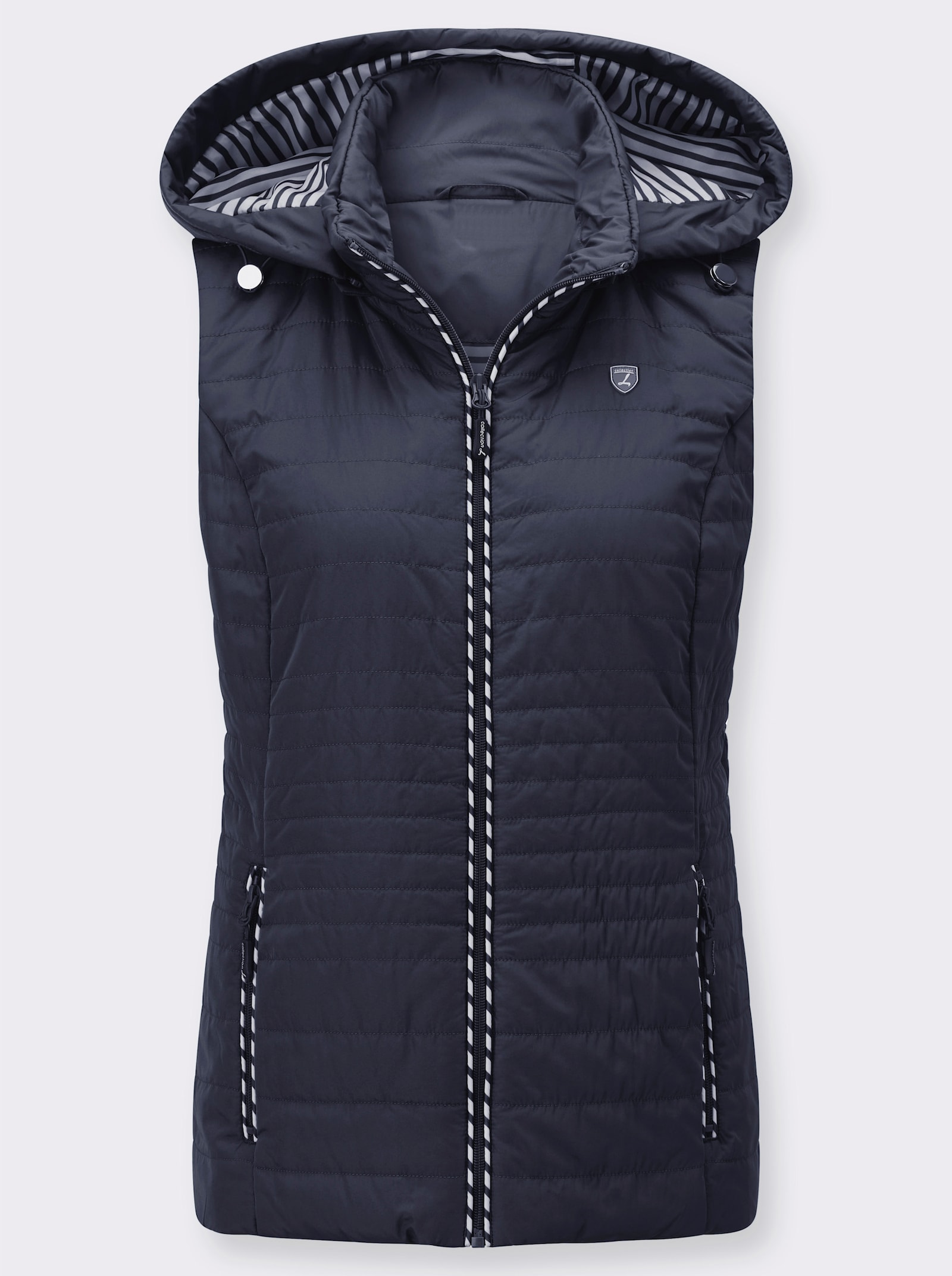 Kapuzenweste mit gestreiftem Futter - marine
