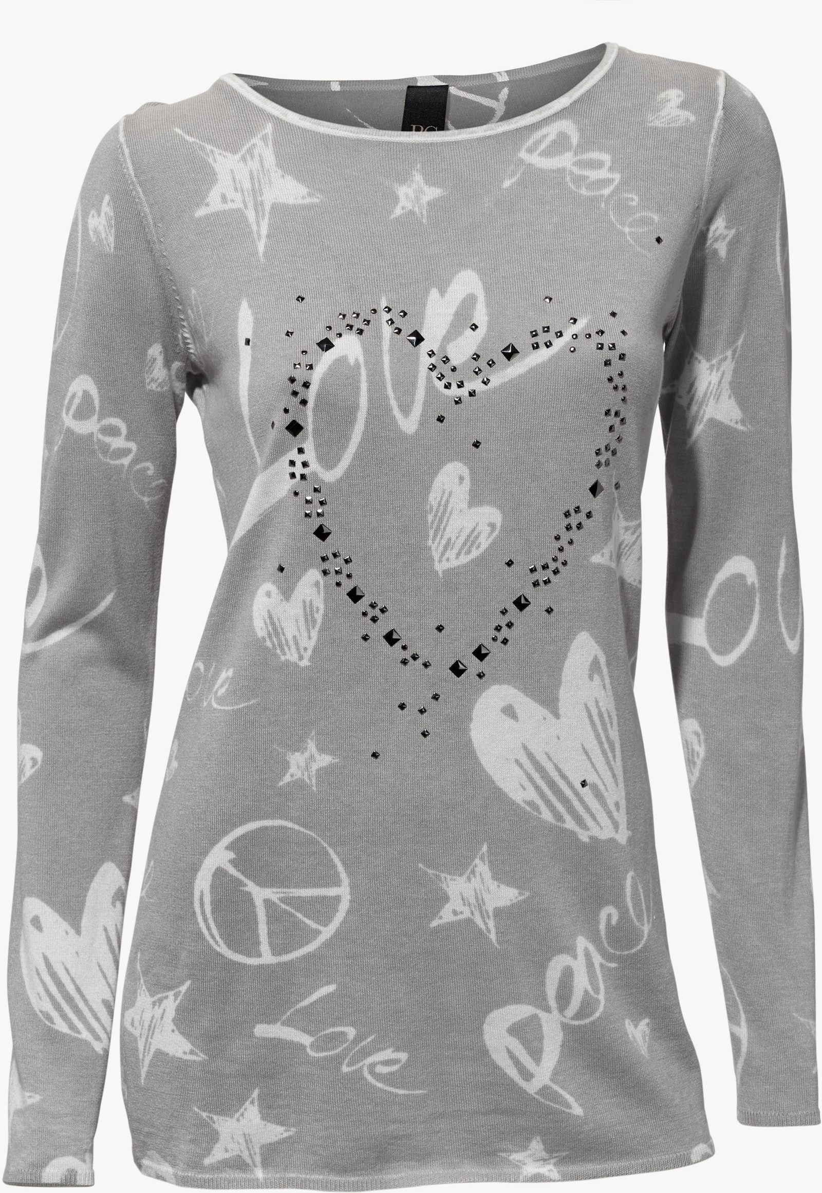 heine Feinstrickpullover mit Grafik-Print - grau