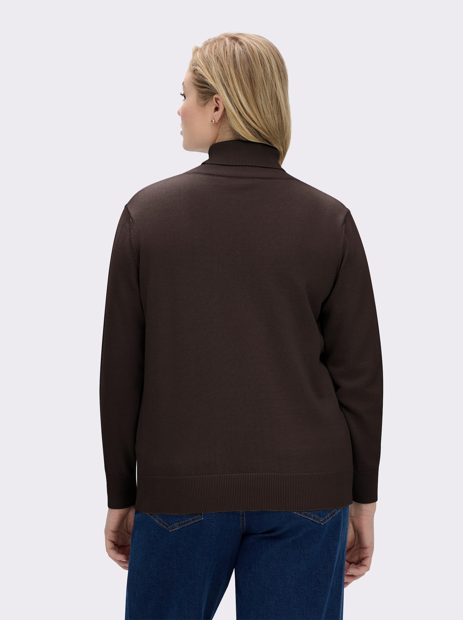 Rollkragenpullover aus reiner Baumwolle - braun