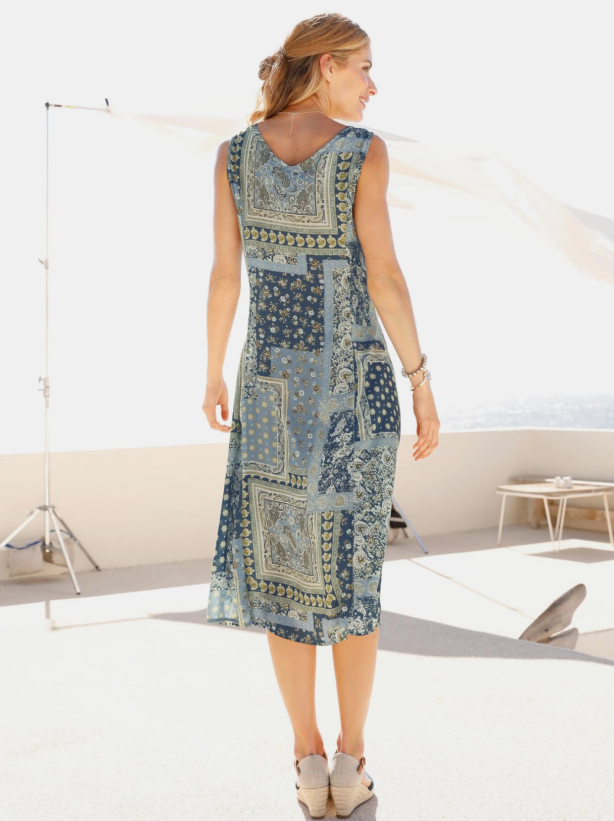 robe imprimée - bleu à motif patchwork