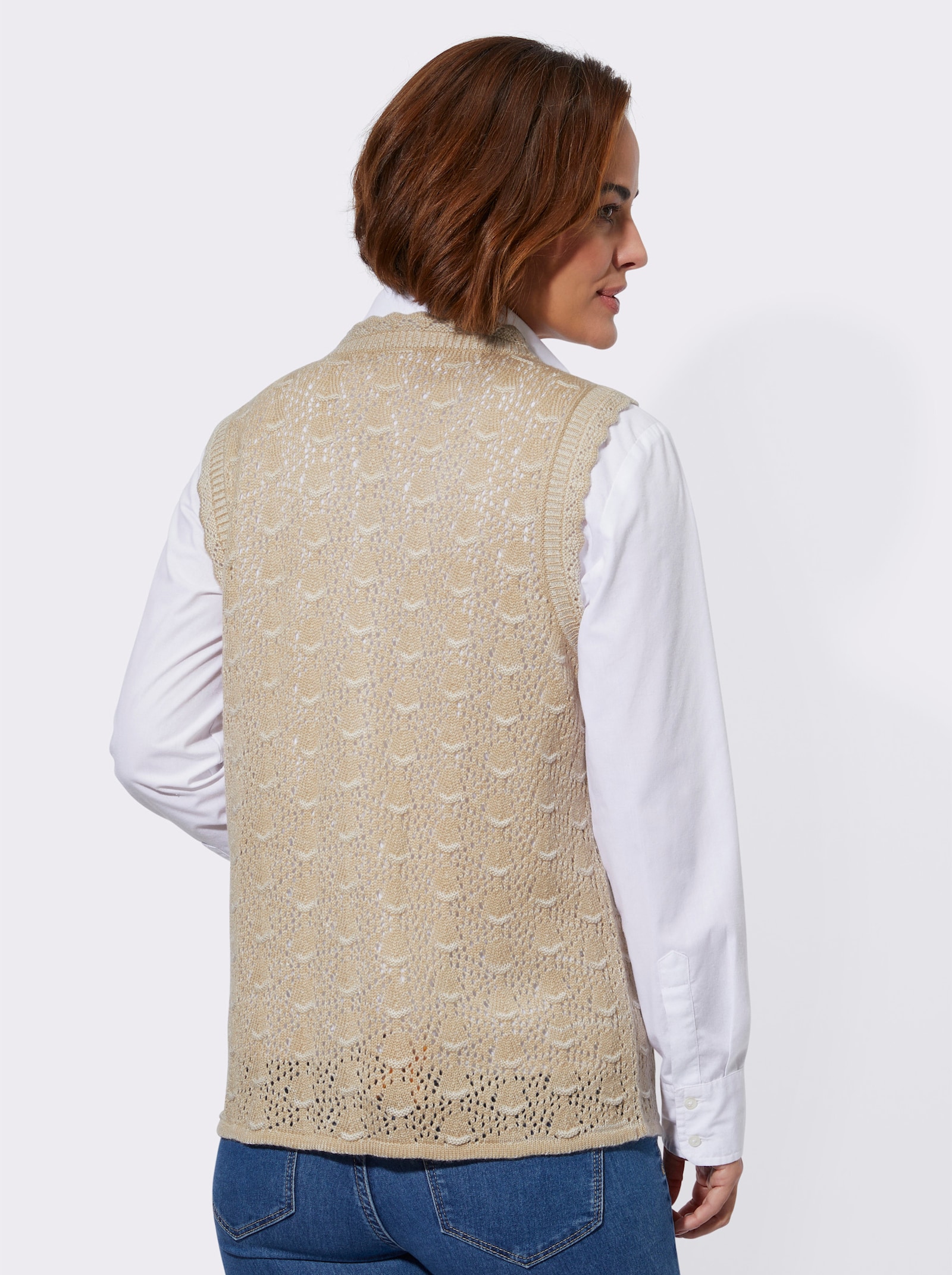 Strickweste im Strukturmuster-Mix - beige-meliert