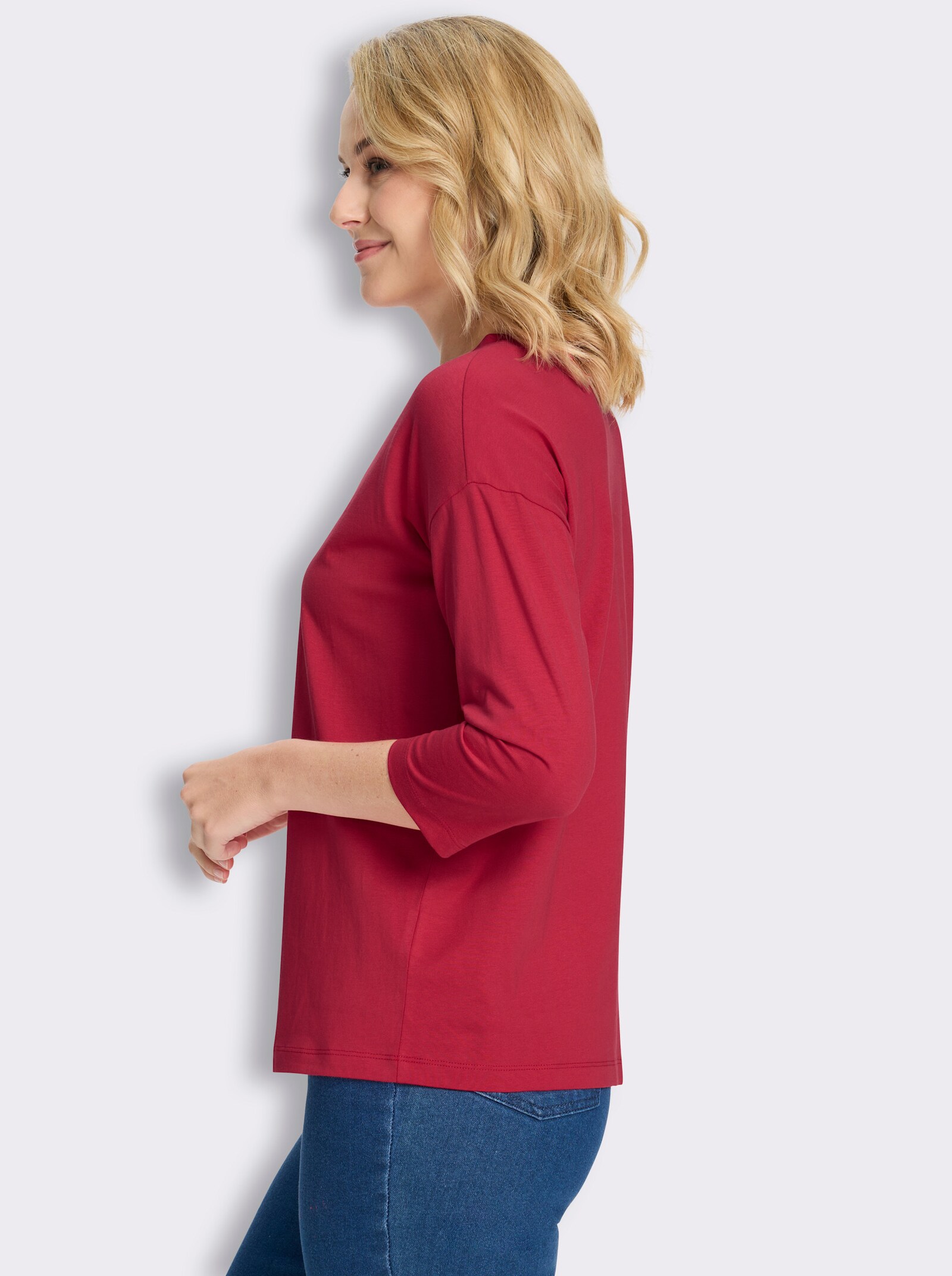 3/4-Arm-Shirt in Baumwoll-Qualität - erdbeere