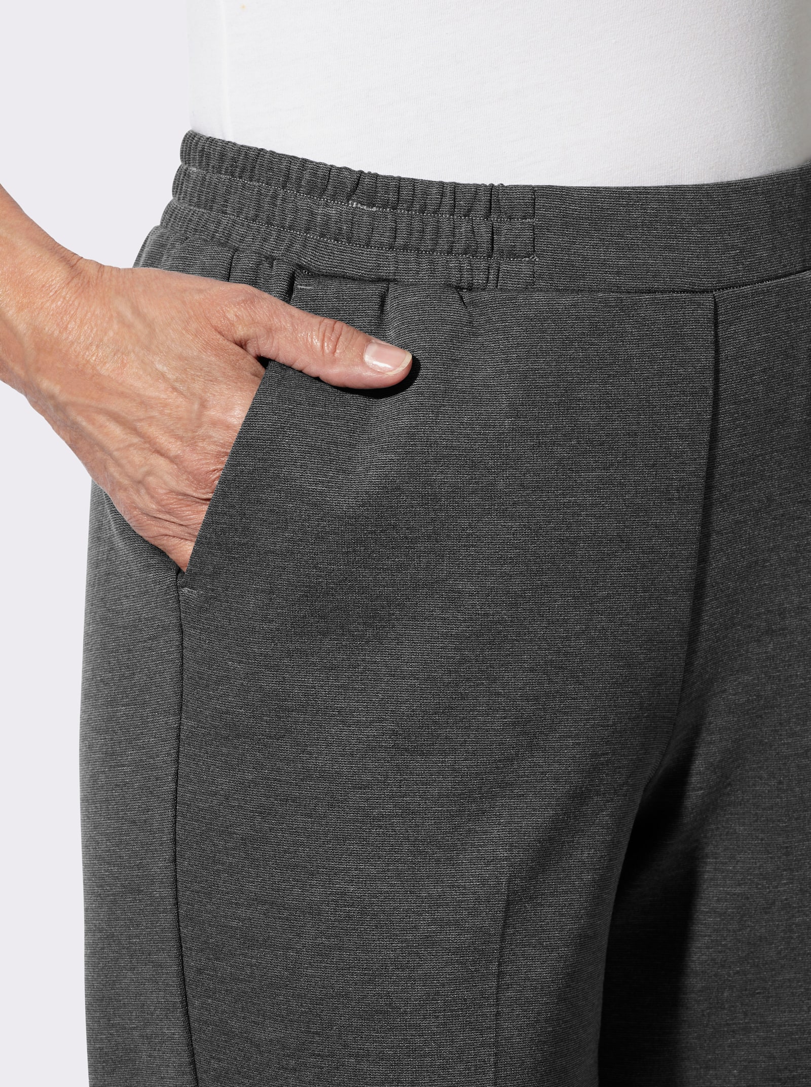 Bügelfaltenhose in Interlock-Qualität - anthrazit-meliert