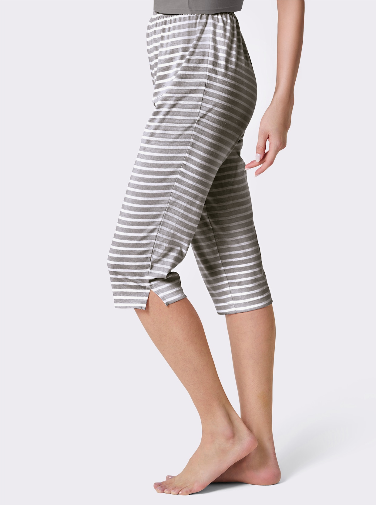 wäschepur Capri-legging - steengrijs/wit gestreept