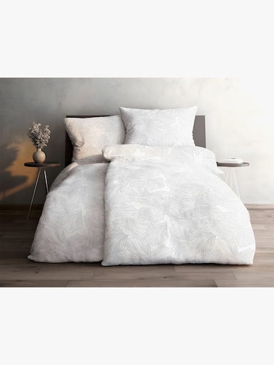 Grund Wendebettwäsche - weiß-grau-bedruckt