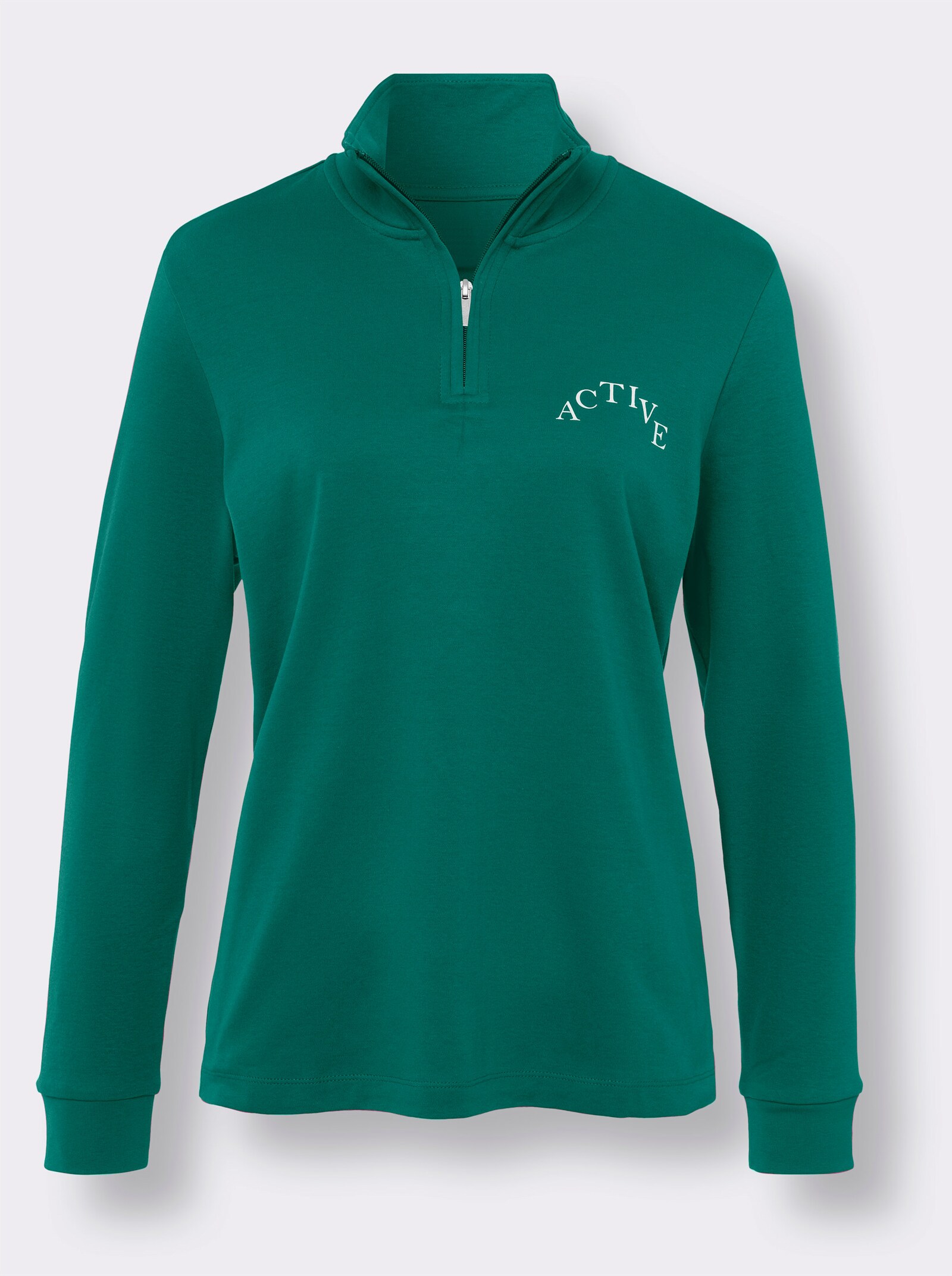 Sweatshirt met rits - smaragdgroen