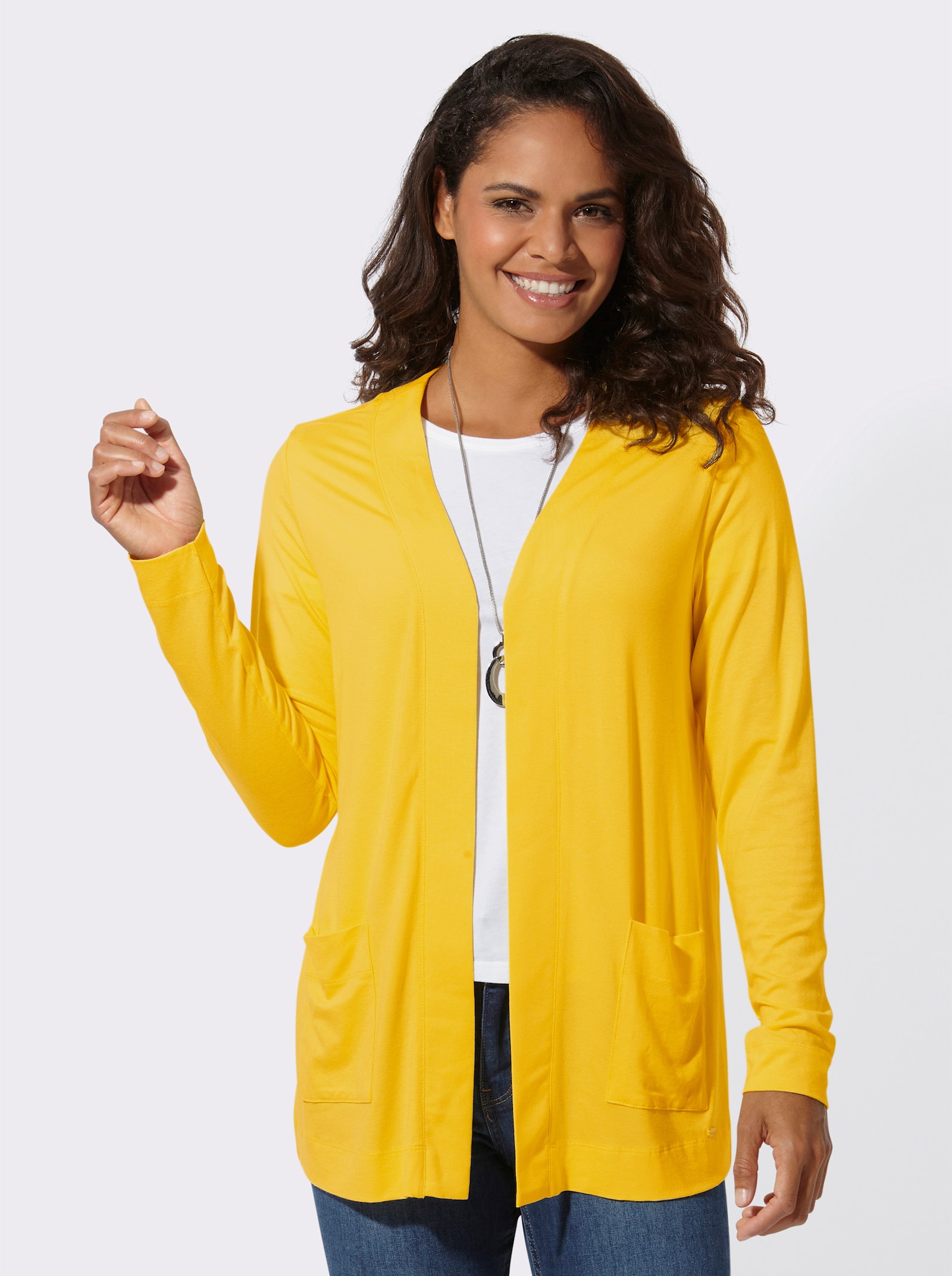 Shirtjacke mit aufgesetzten Taschen - sonnengelb