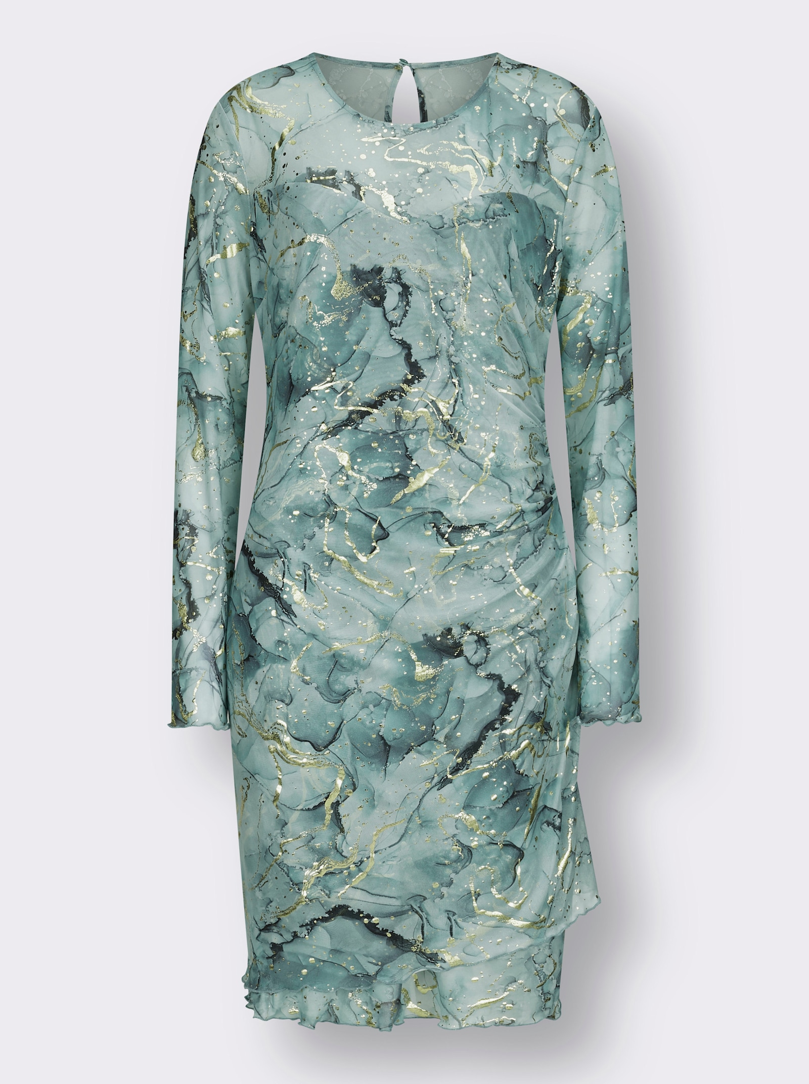 Jurk met print en glitterdetails - kalkmint bedrukt