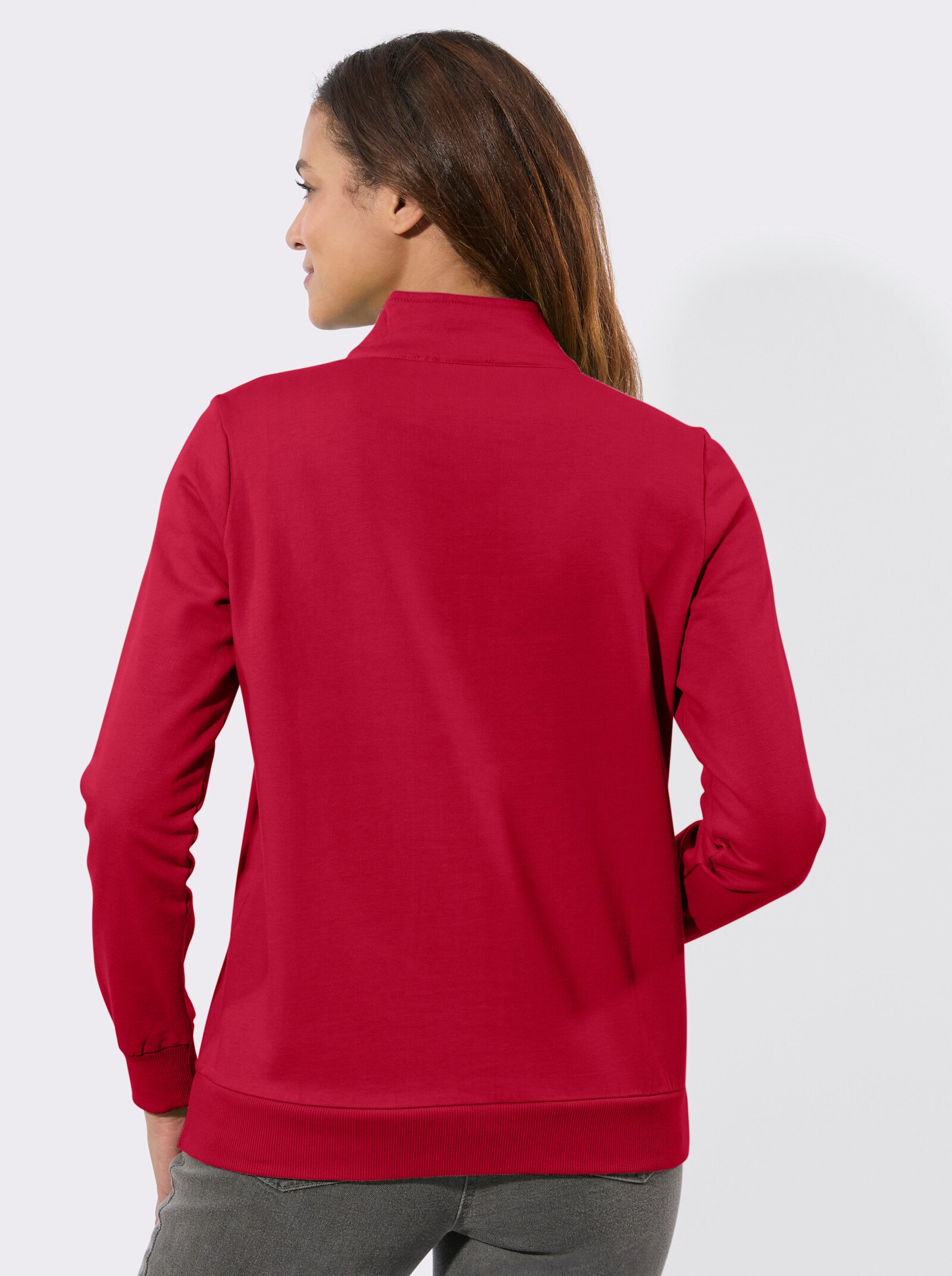Sweatshirt mit Troyerkragen - rot