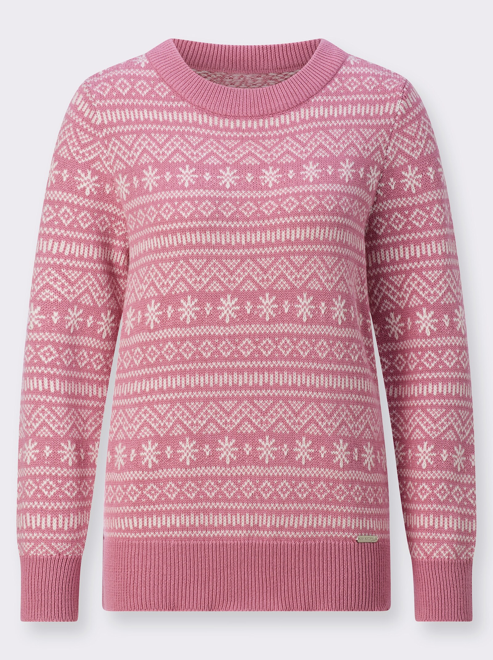 Norwegerpullover aus Jacquard-Strick - altrosa-ecru