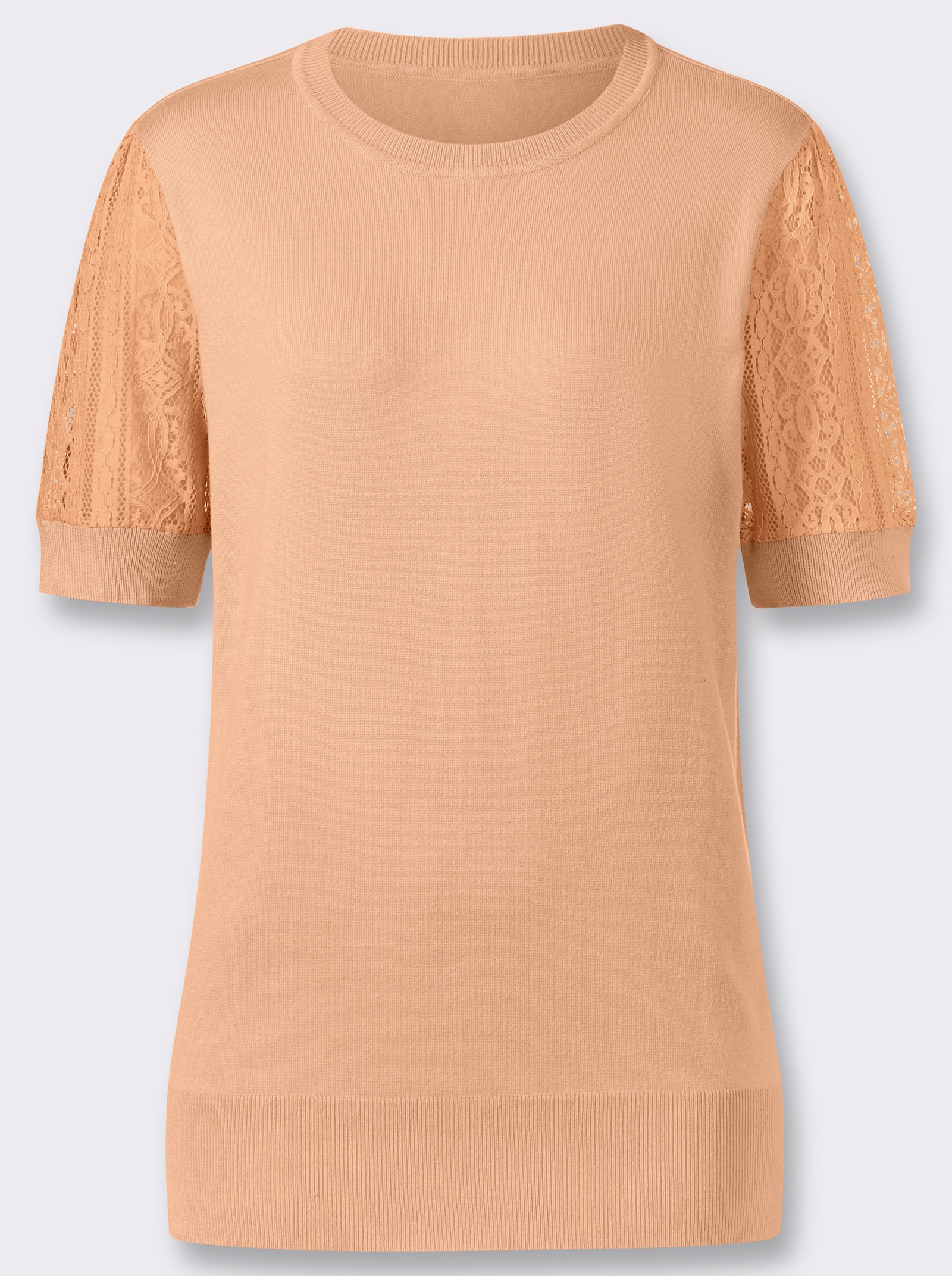 Kurzarmpullover mit Puffärmeln - apricot