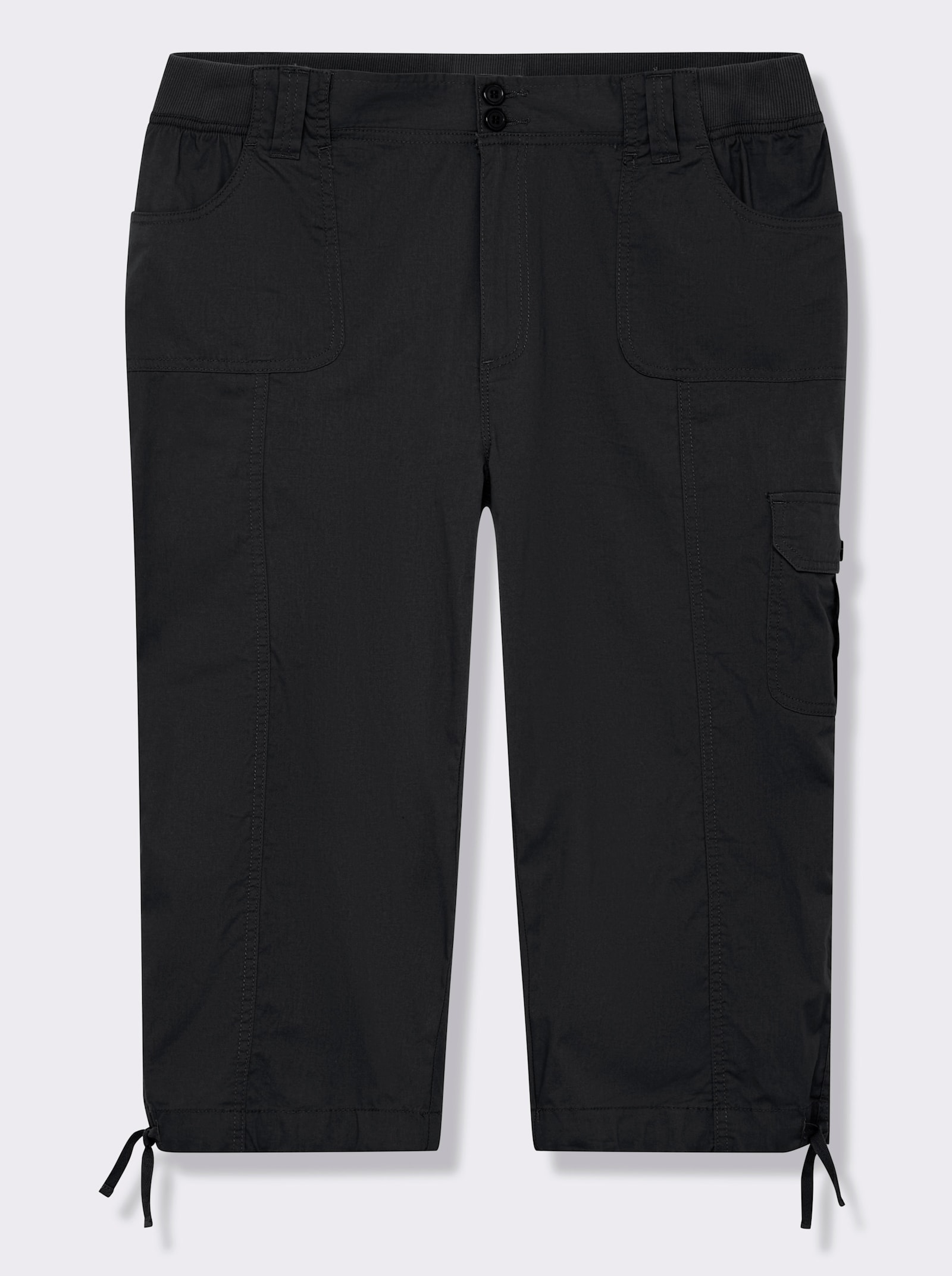 Caprihose mit weitenverstellbarem Saum - schwarz