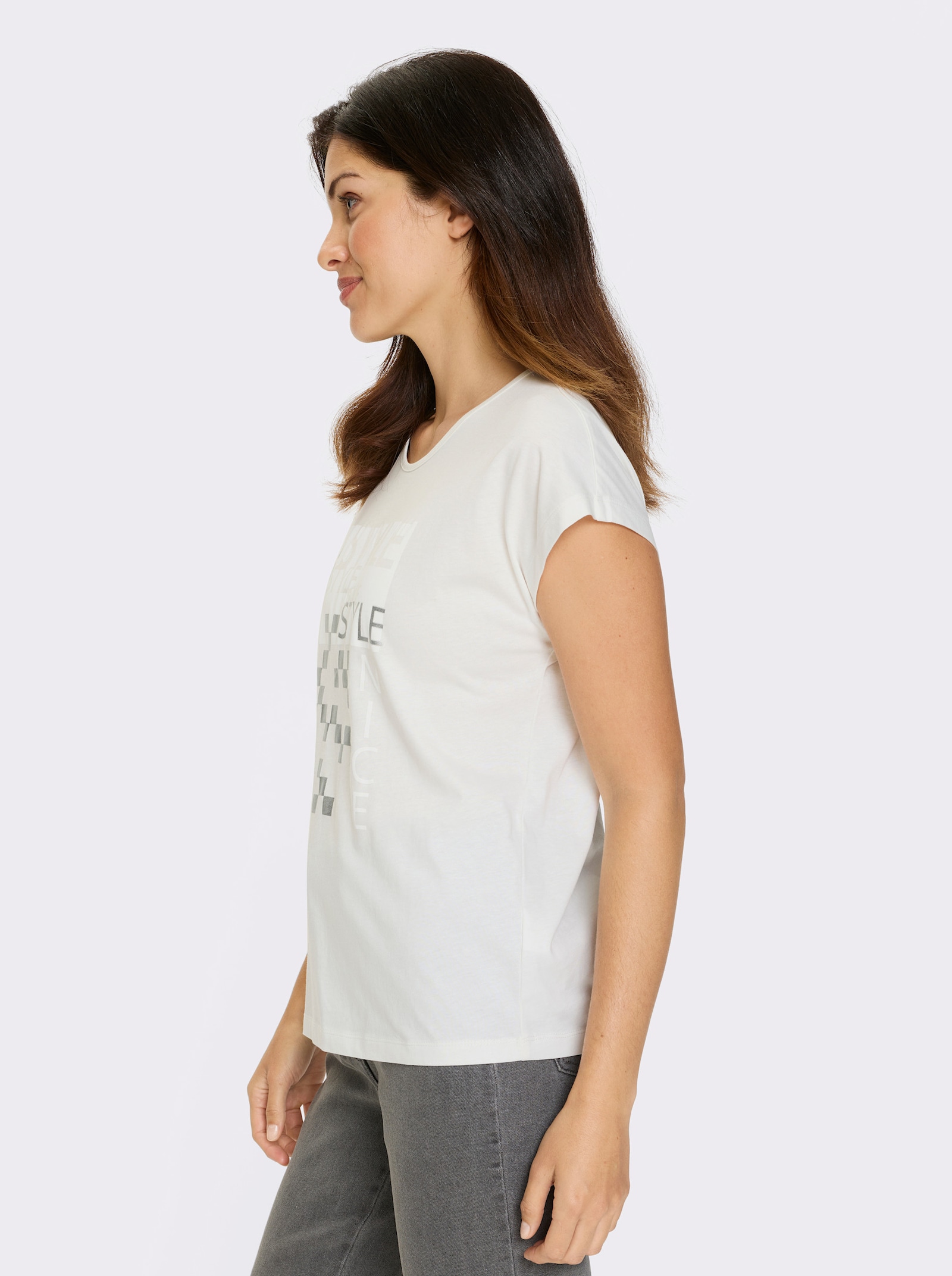 Tričko, krátke rukávy, strieborné efekty - svetlobéžová