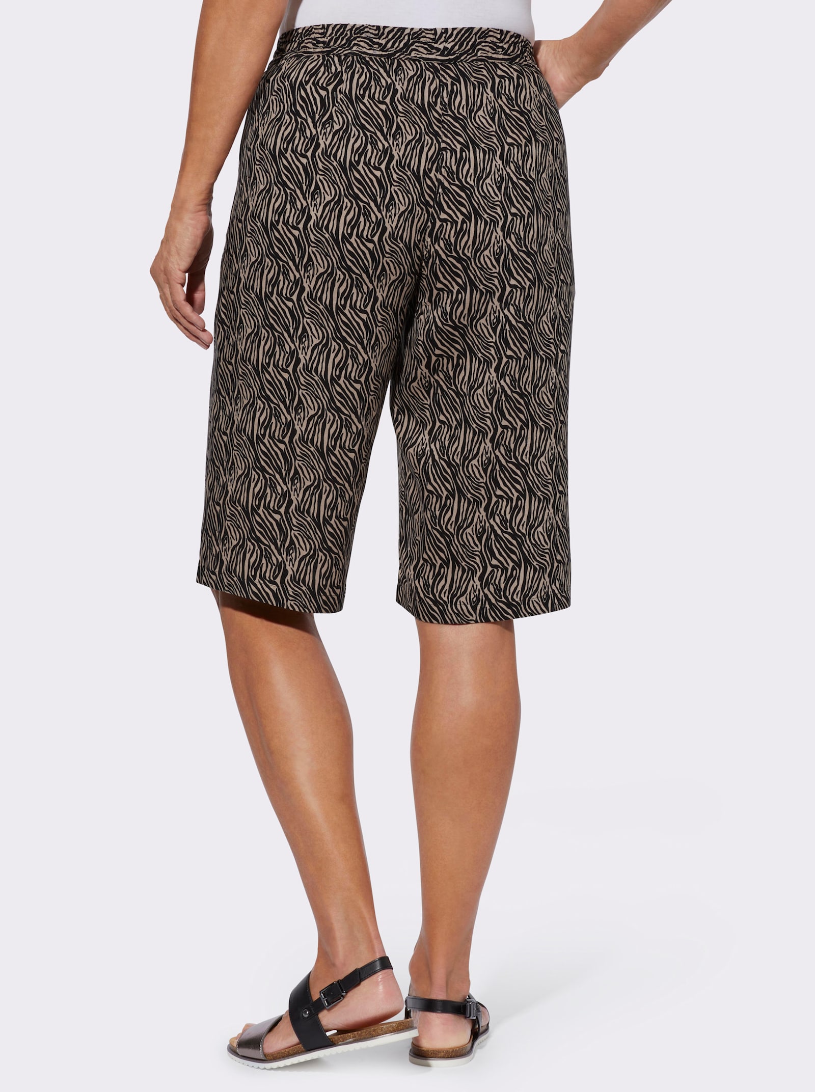 Bermudas mit Zebramuster - beige-schwarz-bedruckt