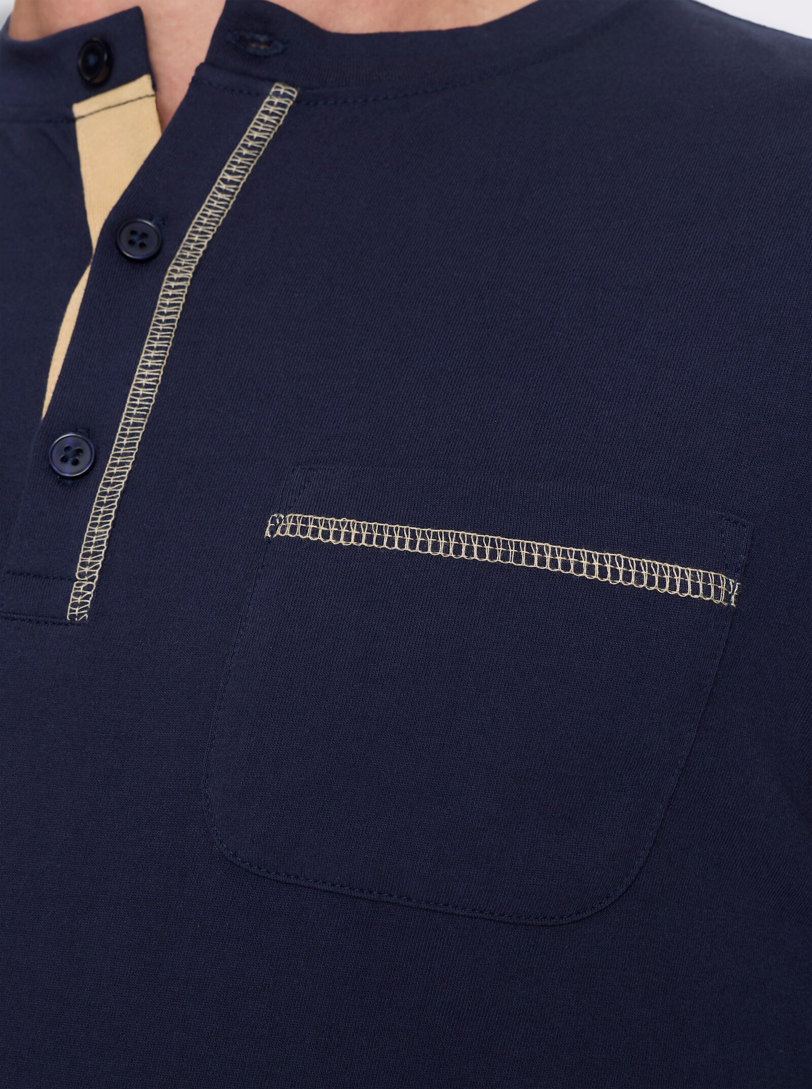 Langarmshirt mit Flatlock-Nähten - marine