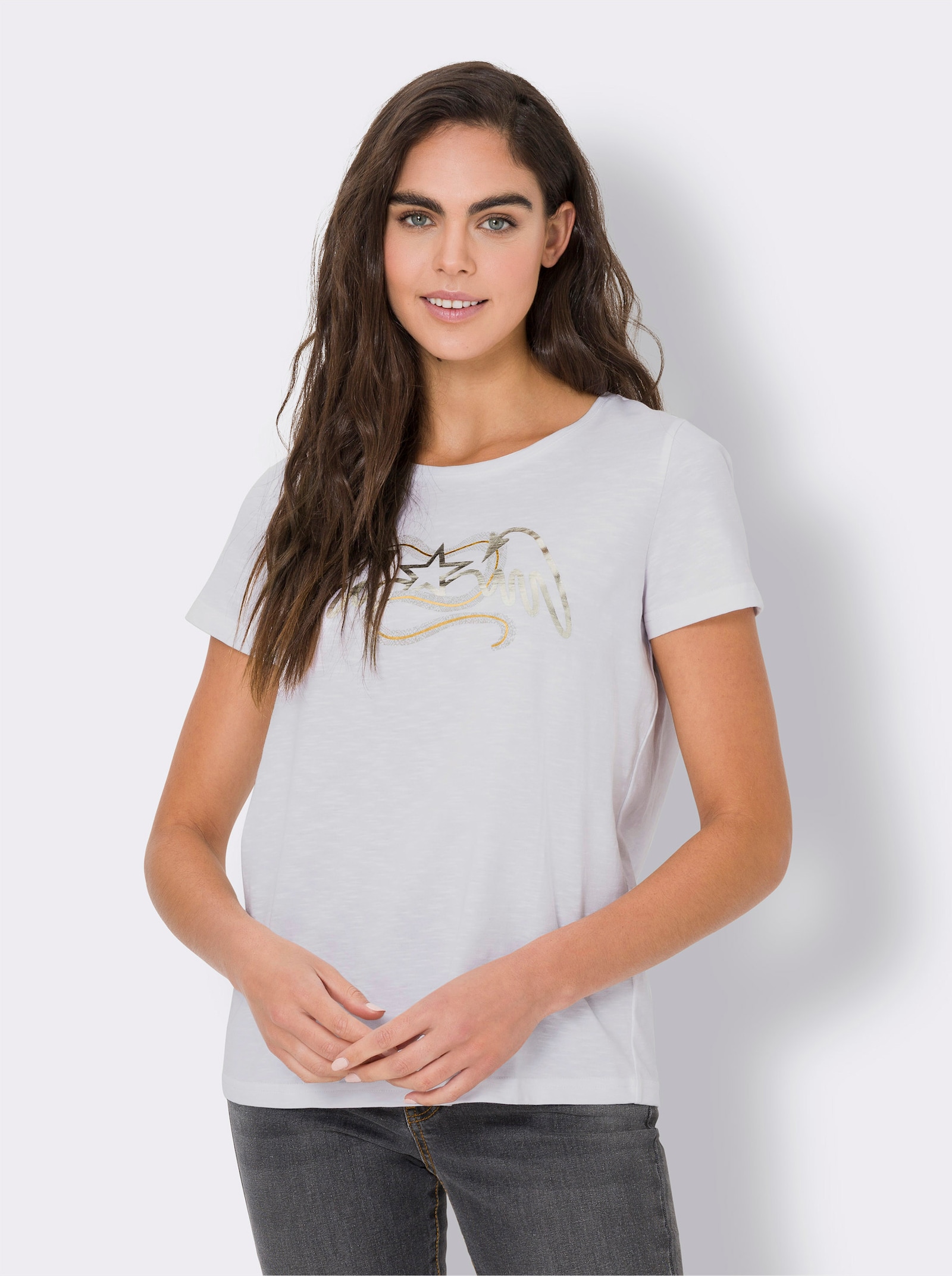 heine T-shirt en qualité structurée - écru