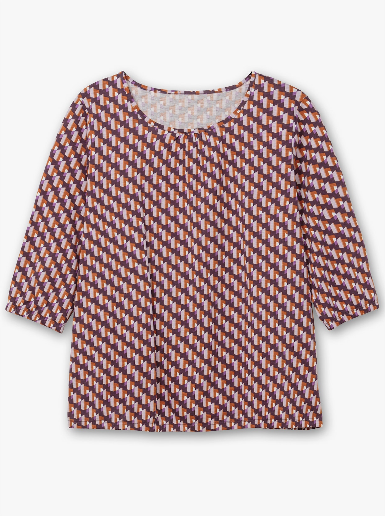3/4-Arm-Shirt - aubergine-flieder-bedruckt
