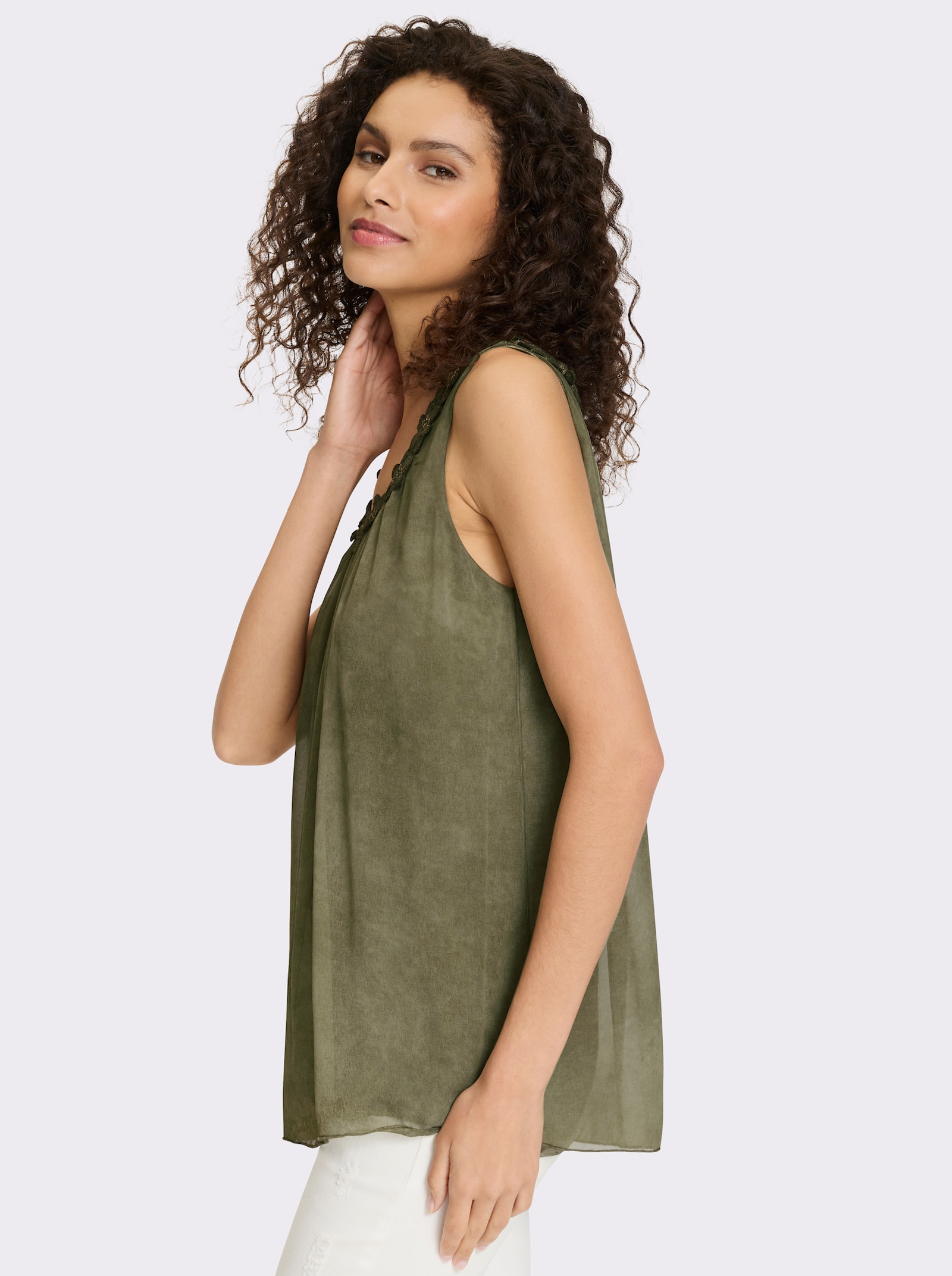 heine Blusentop aus Chiffon - oliv