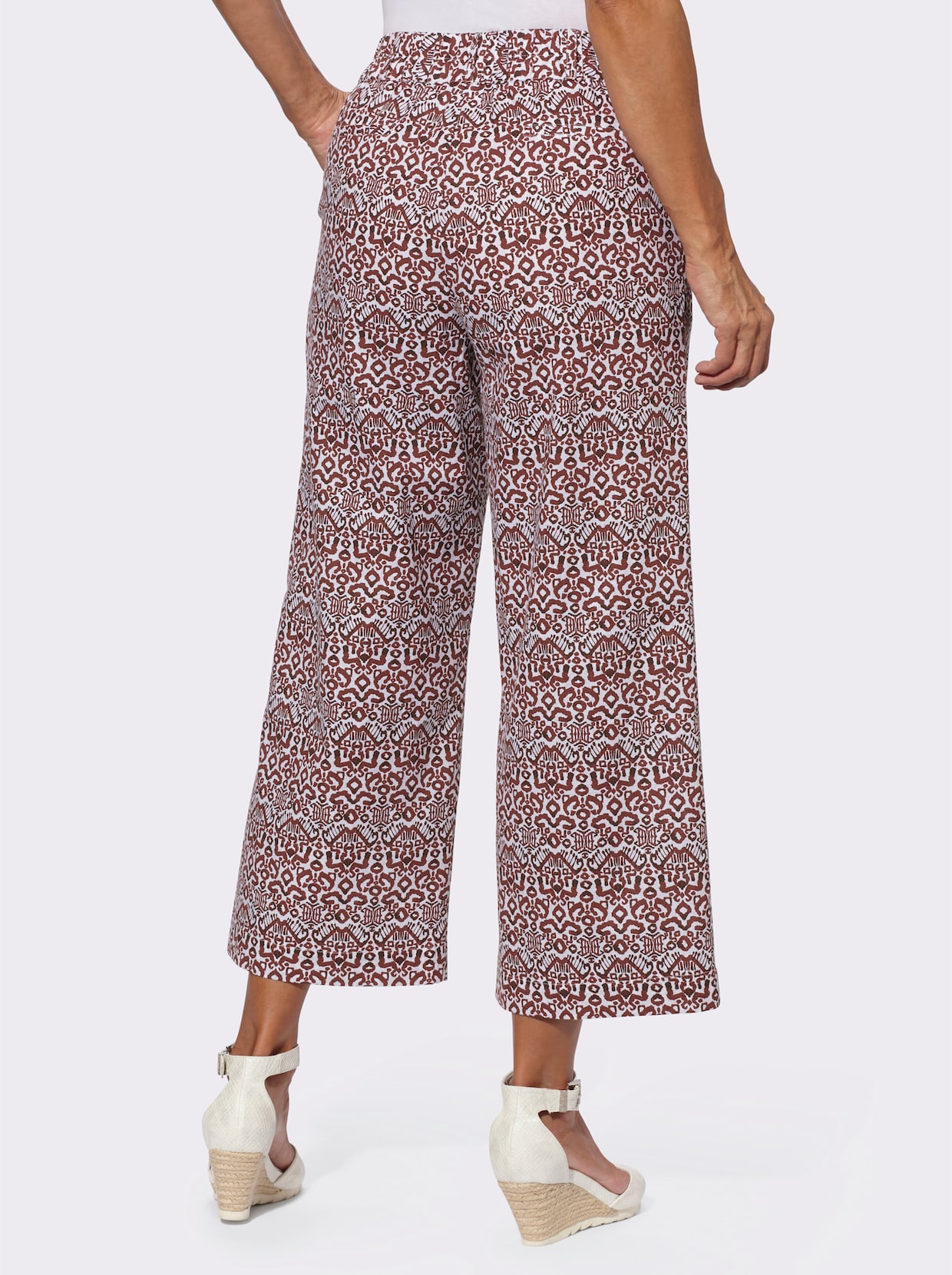 Pantalon large - rouge marron-écru imprimé
