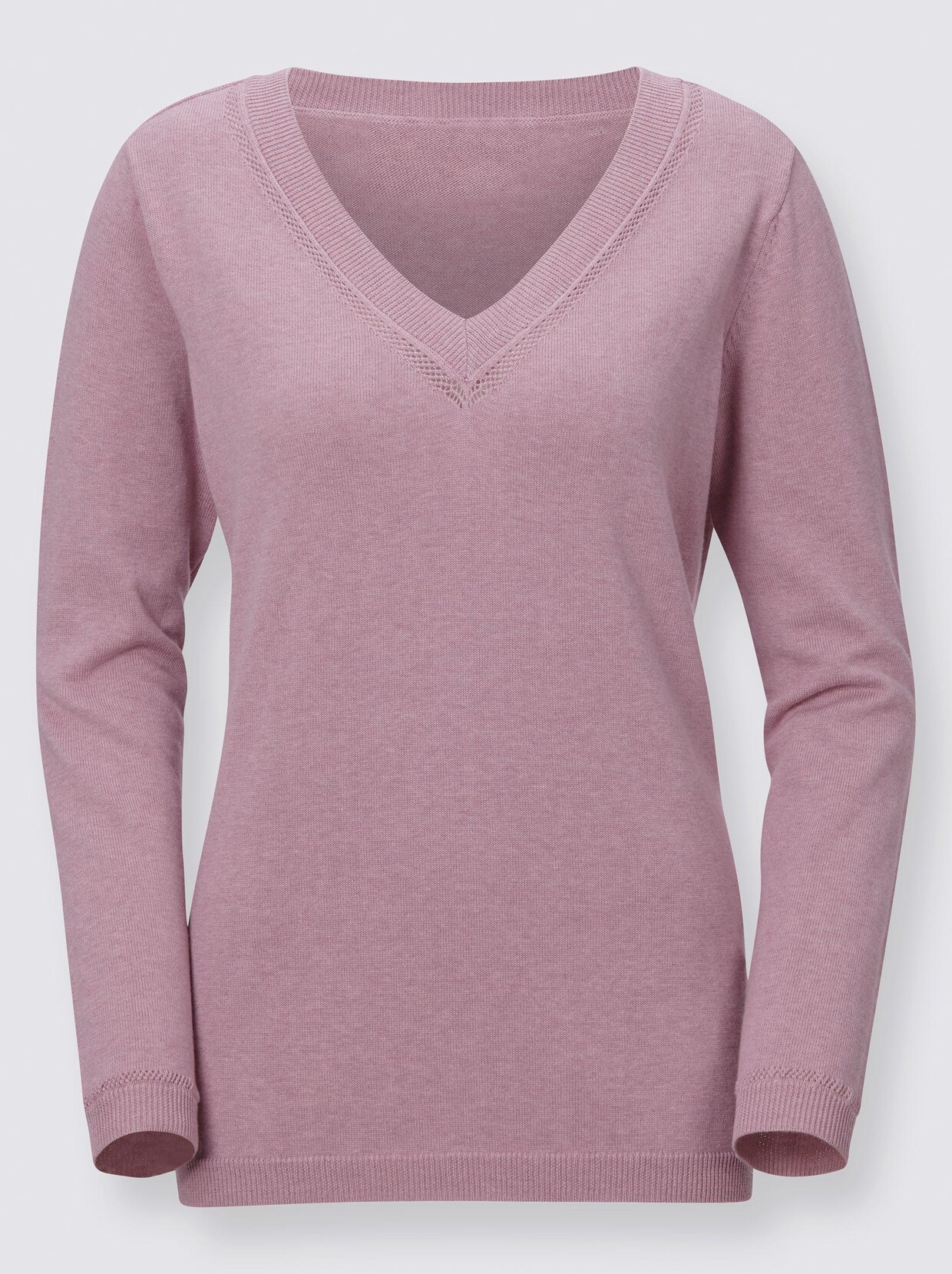 Langarm-Pullover - rosé-meliert