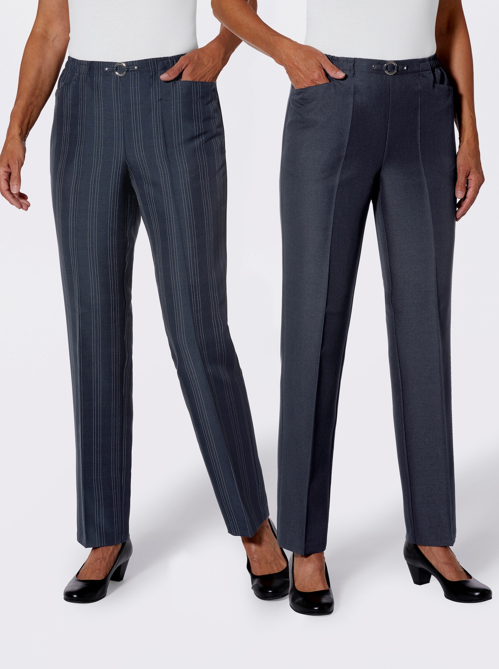 Comfortbroek per 2 stuks - marine + marine gestreept