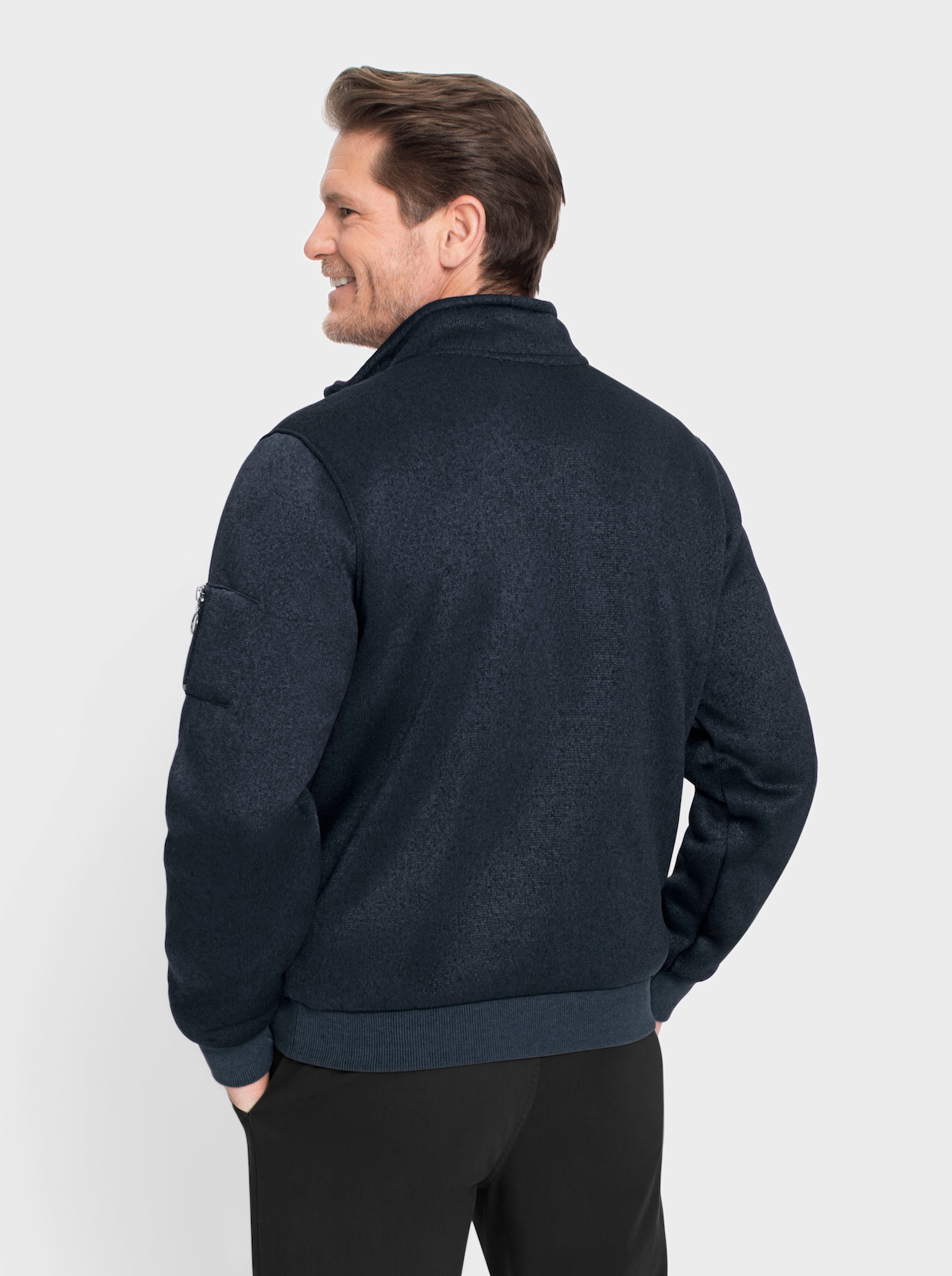 Marco Donati Strickfleece-Jacke - dunkelblau-meliert