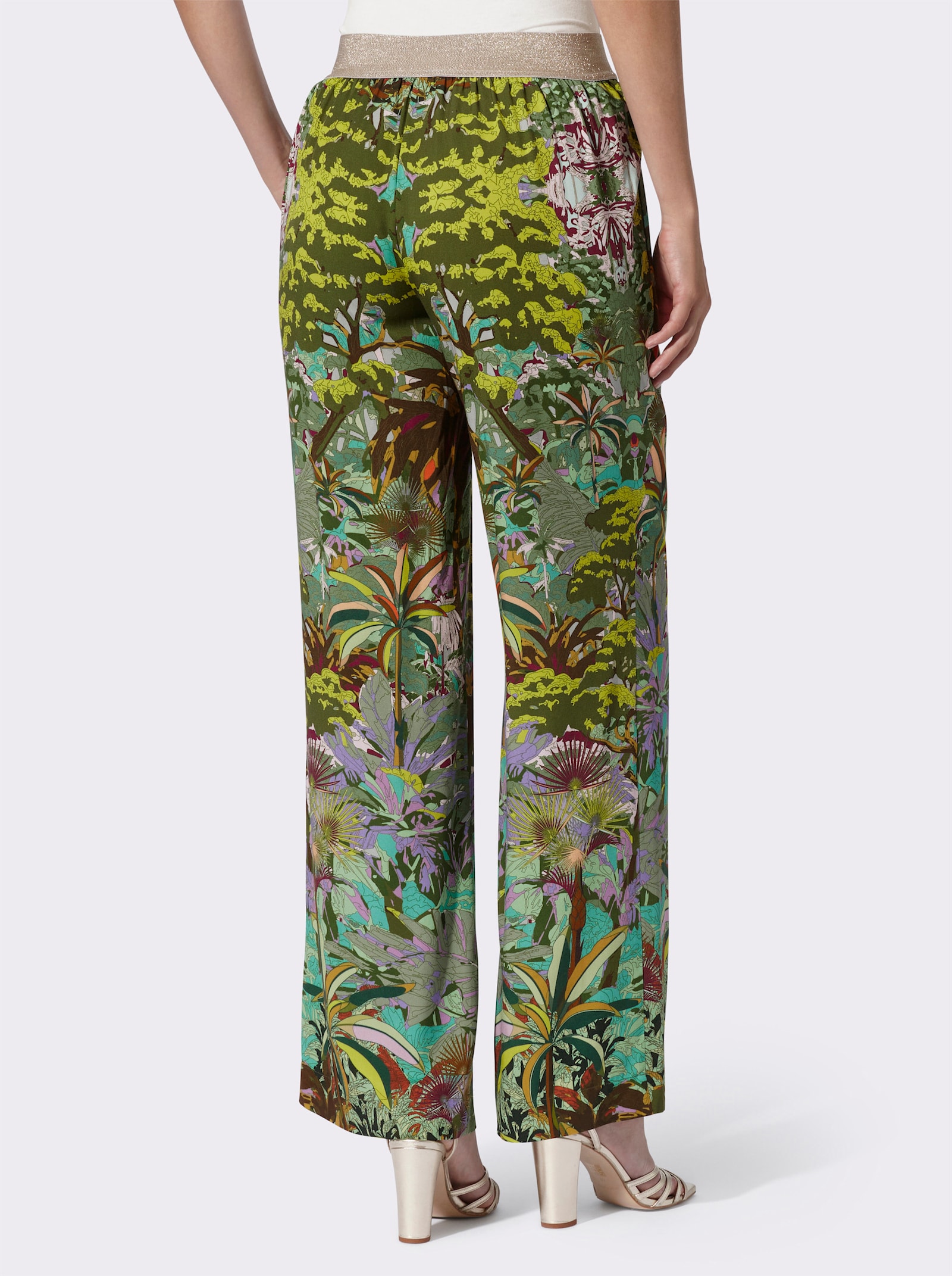 heine Palazzohose mit Dschungel-Dessin - schilf-cognac-bedruckt