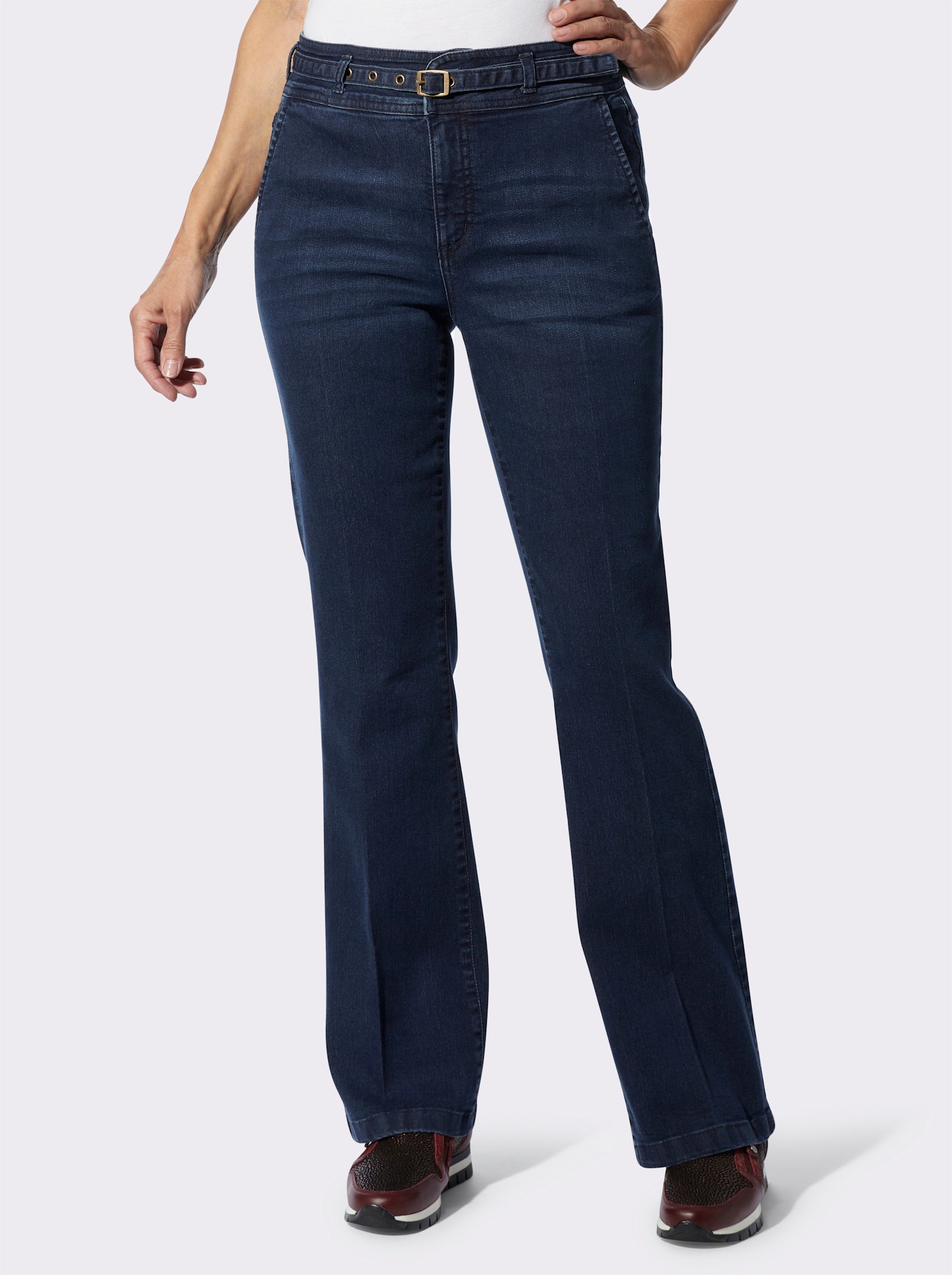 Bootcut-Jeans mit Waschung - dark blue