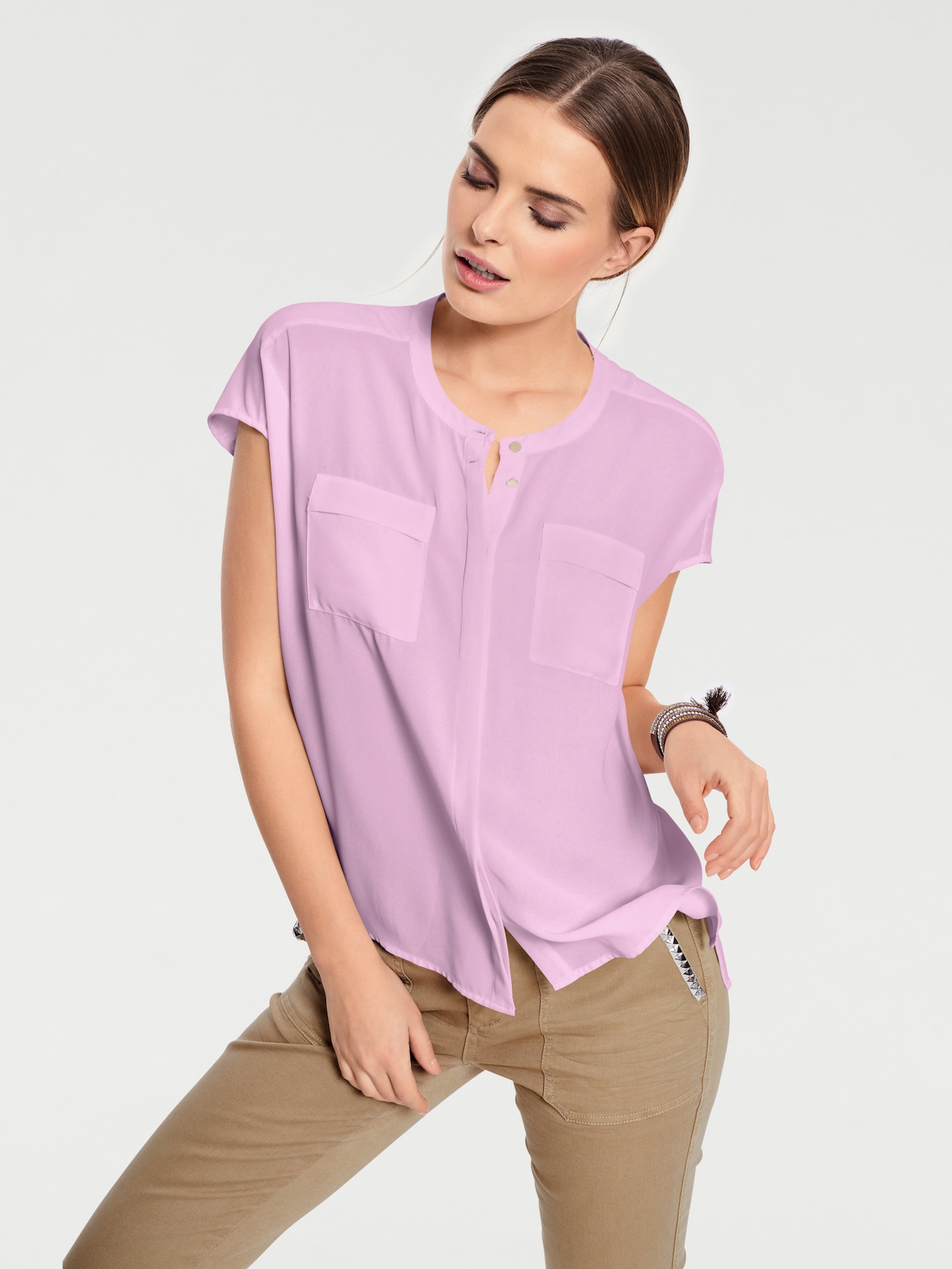 heine Kurzarm-Bluse in Oversize-Passform - flieder