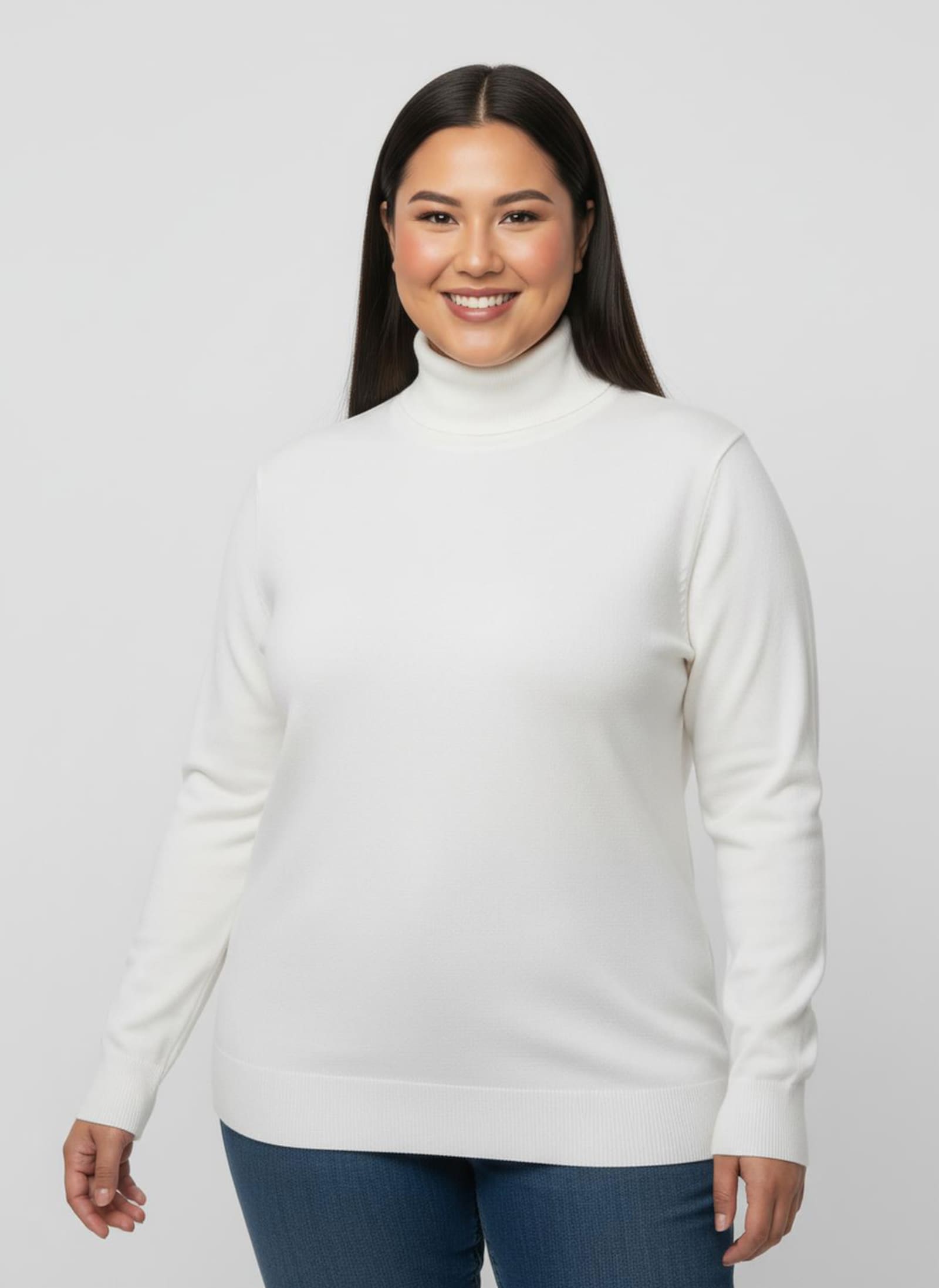 Rollkragenpullover aus Feinstrick - ecru