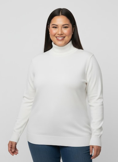 Rollkragenpullover aus Feinstrick - ecru