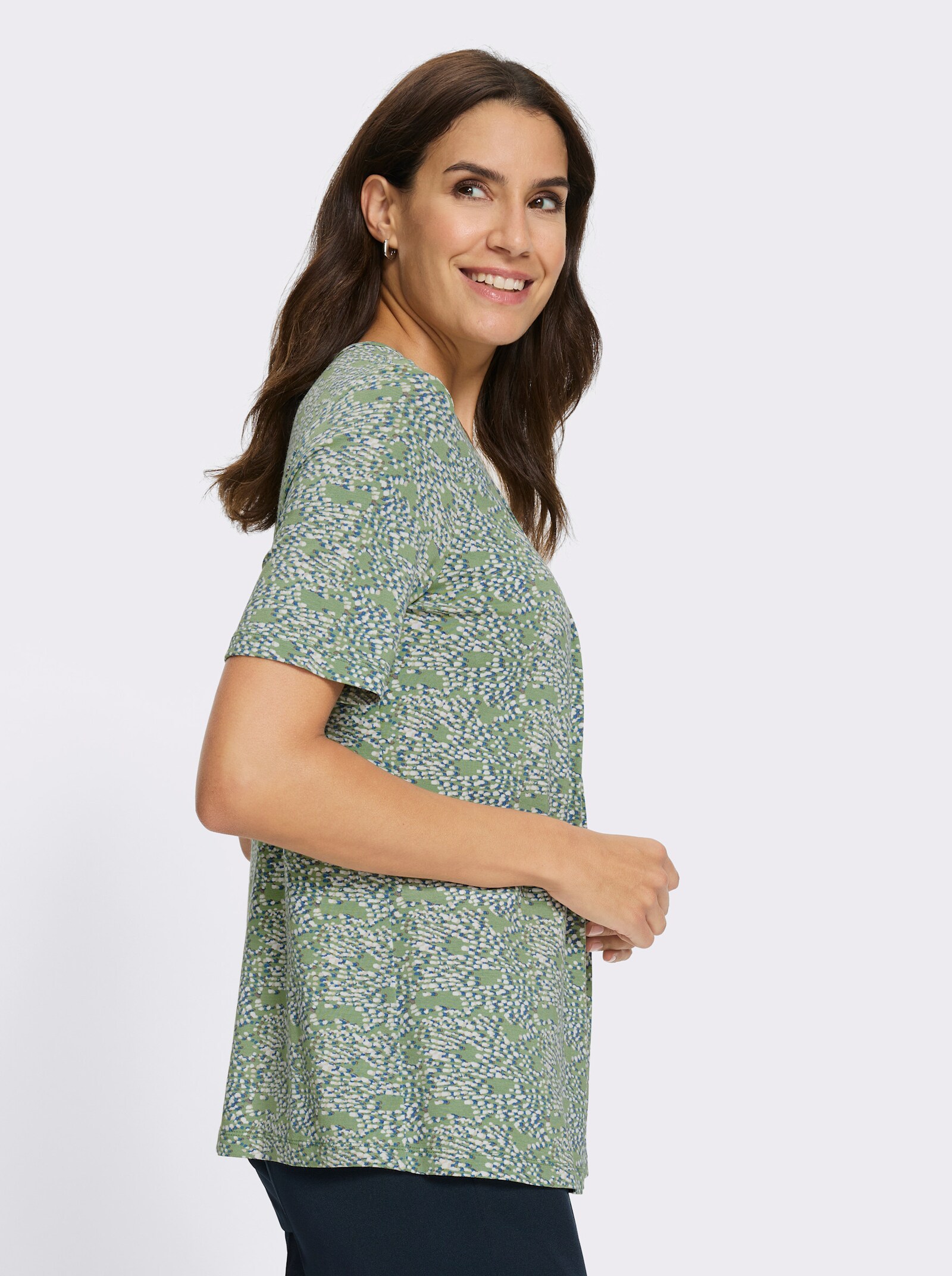 Print-Shirt mit Falten im Vorderteil - eucalyptus-grau-bedruckt