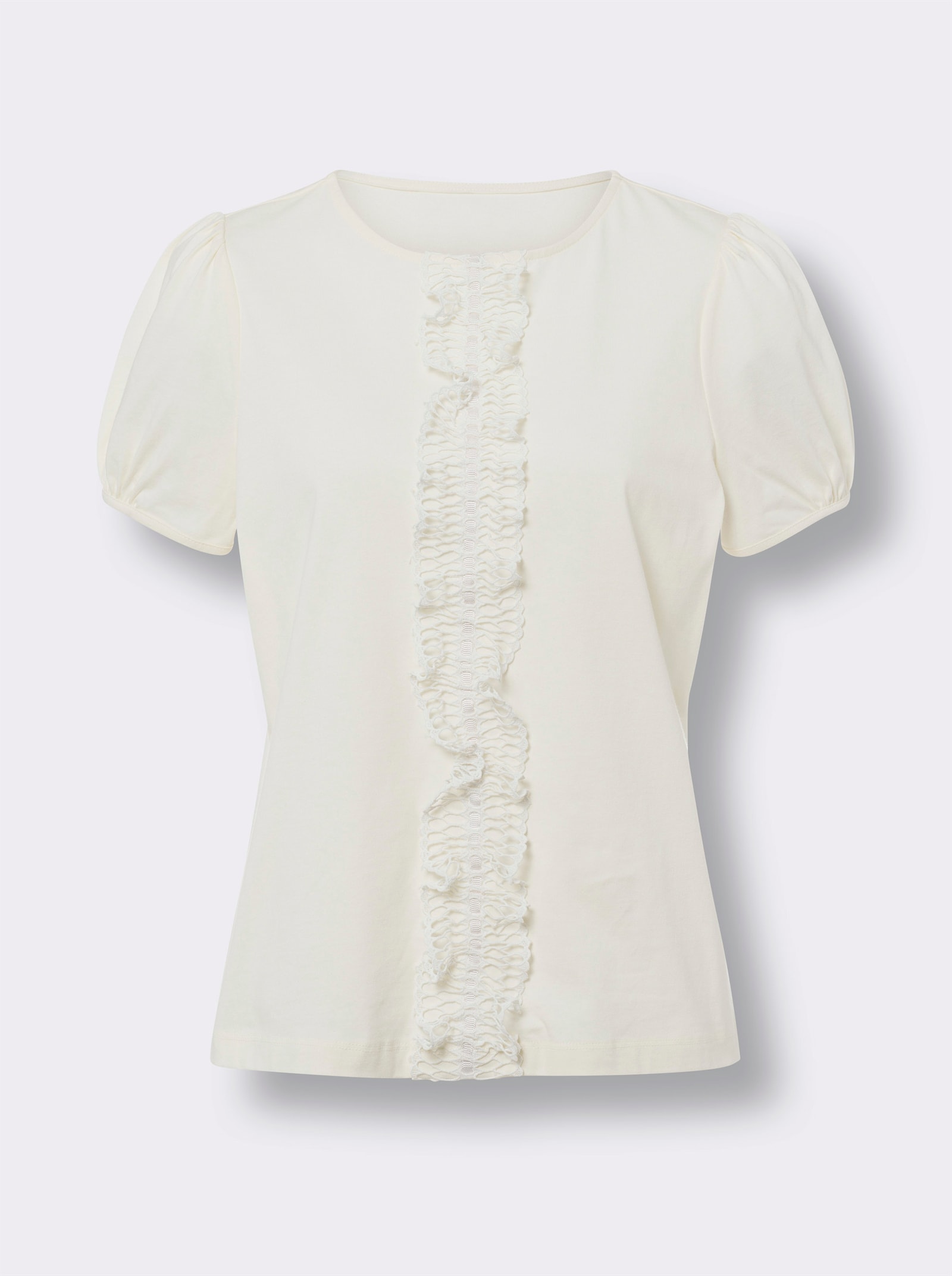 heine Shirt mit Spitzen-Applikation - champagner